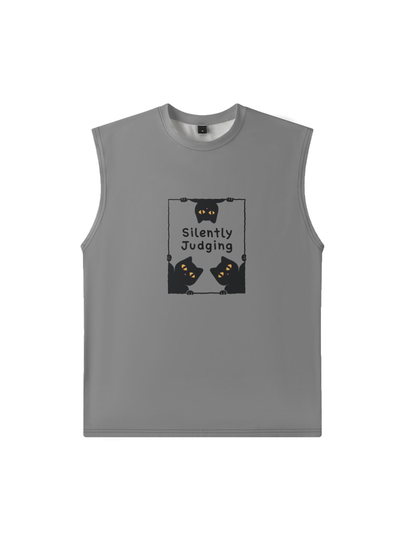 Hardaddy X Artist Coffee Man Mens Crewneck Tank Tops Black Cats Silently Judging Beach Sleeveless Shirt