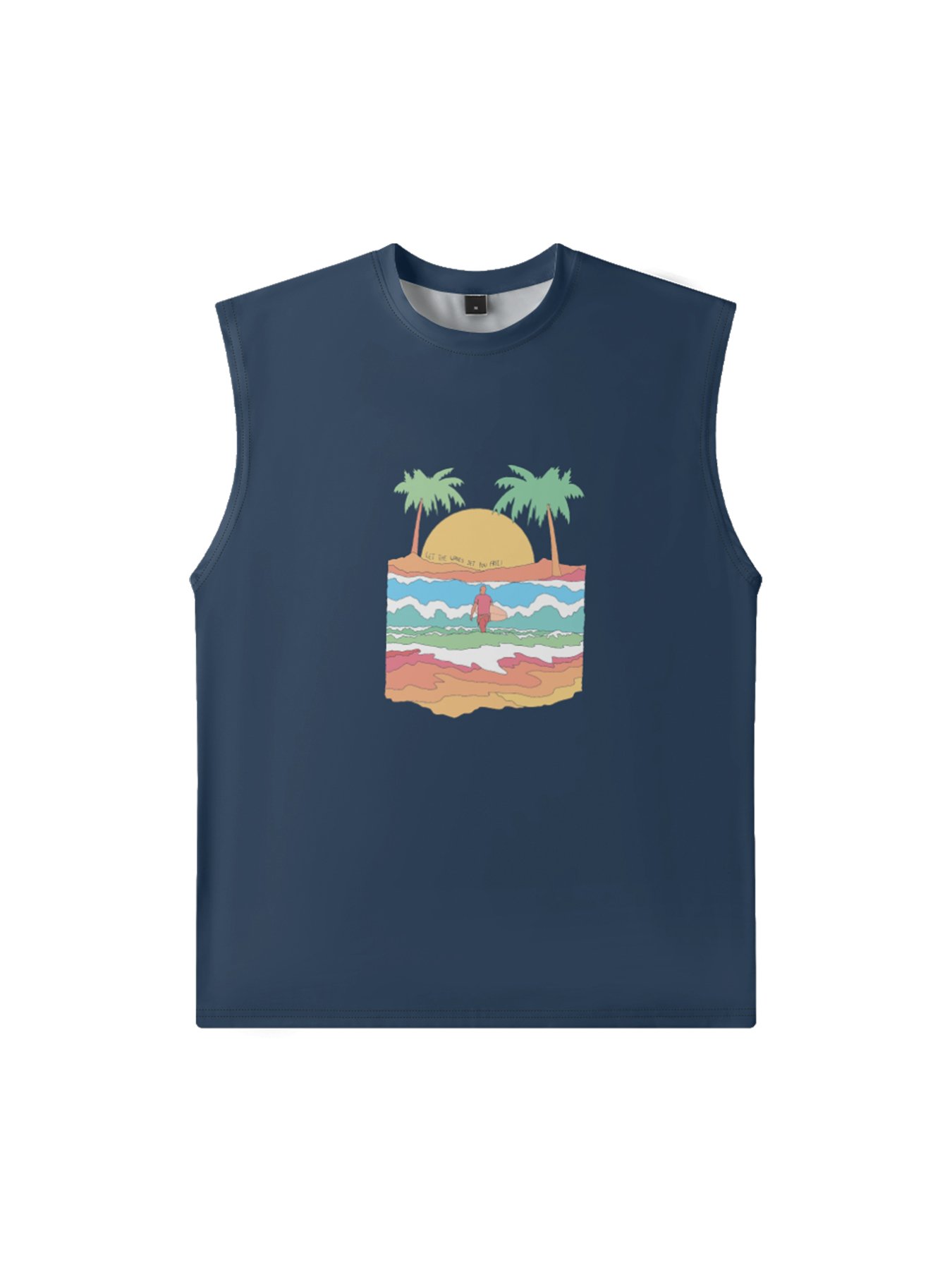 Hardaddy X Artist Stephen Wade Mens Crewneck Tank Tops Palm Beach Sleeveless Shirt