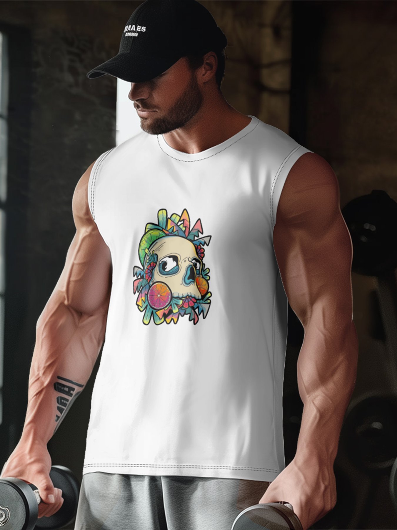 Hardaddy X Artist Stephen Wade Mens Crewneck Tank Tops Skull Beach Sleeveless Shirt