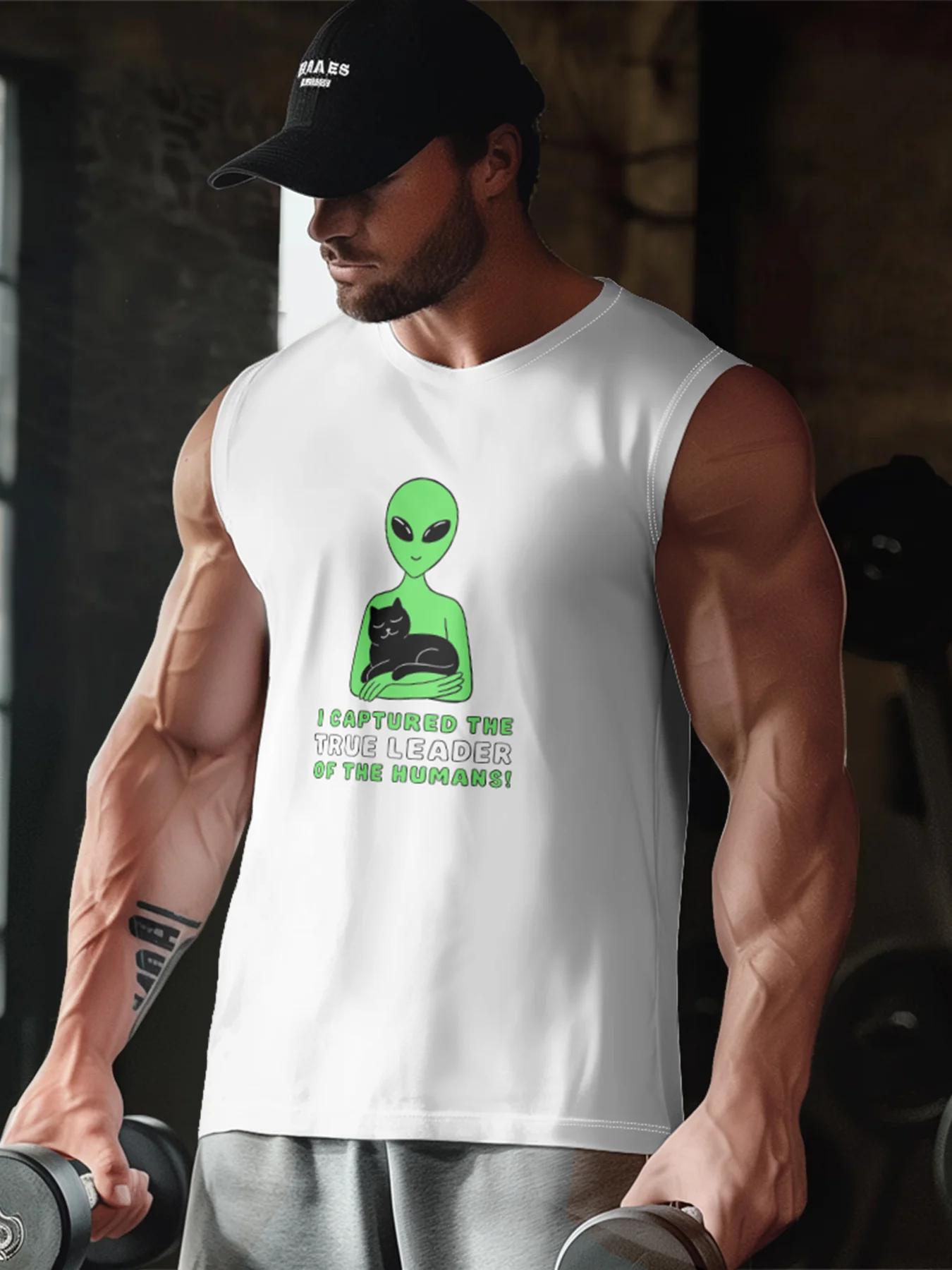 Hardaddy X Artist Coffee Man Mens Crewneck Tank Tops Alien Cat Beach Sleeveless Shirt
