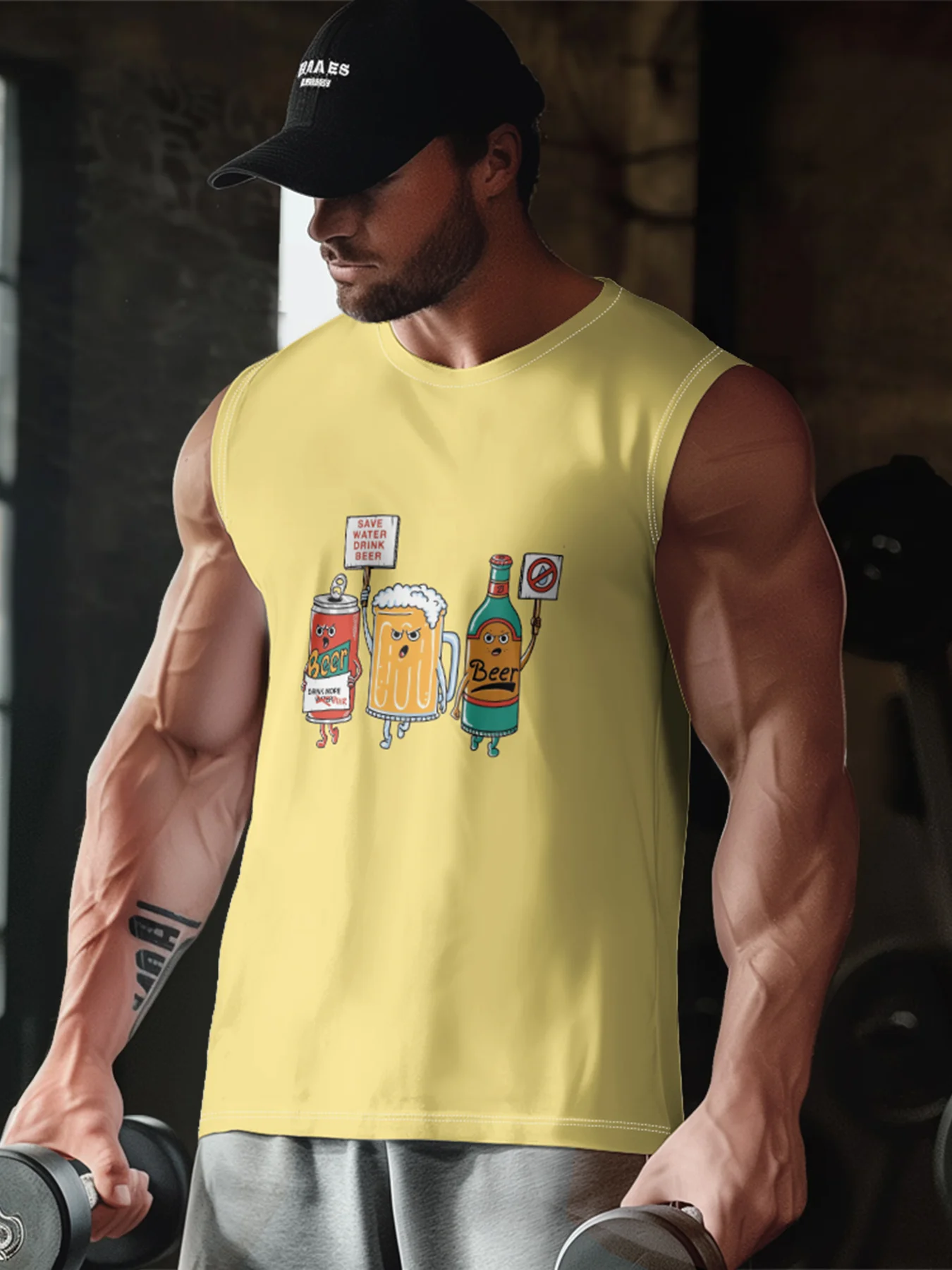 Hardaddy X Artist Coffee Man Mens Crewneck Tank Tops Beer Beach Sleeveless Shirt