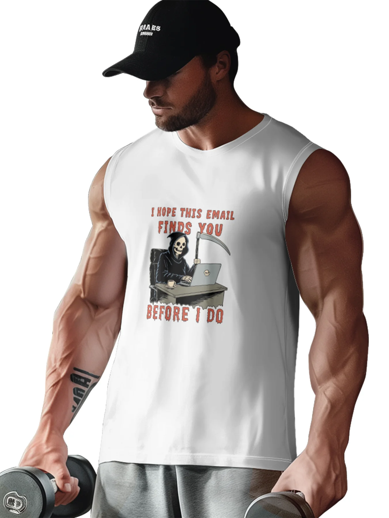 Hardaddy X Artist Coffee Man Mens Crewneck Tank Tops Skull Beach Sleeveless Shirt