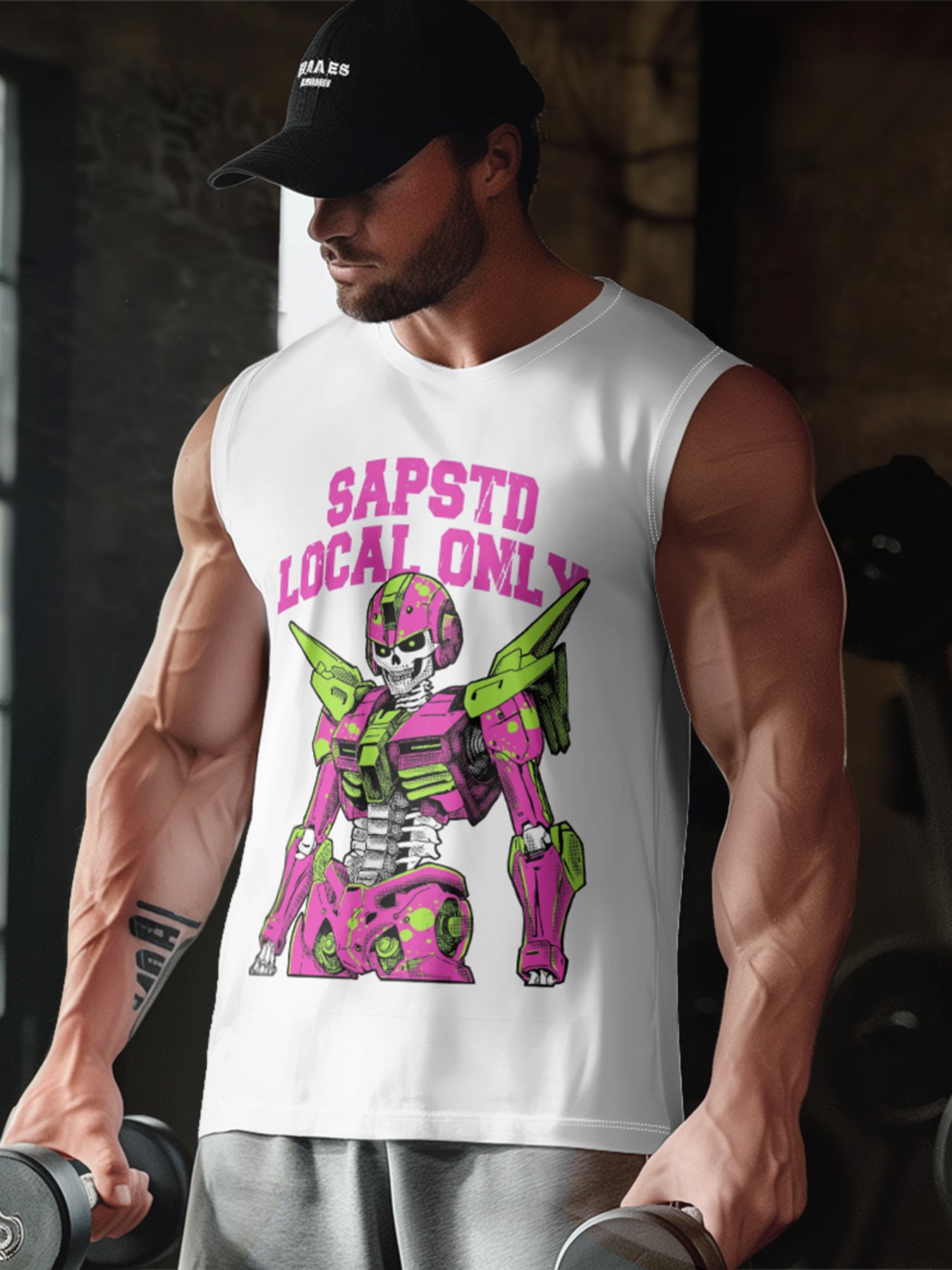 Hardaddy X Artist Muhammad Ilyas Saputro Mens Crewneck Tank Tops Japan Gundam Sleeveless T-Shirt