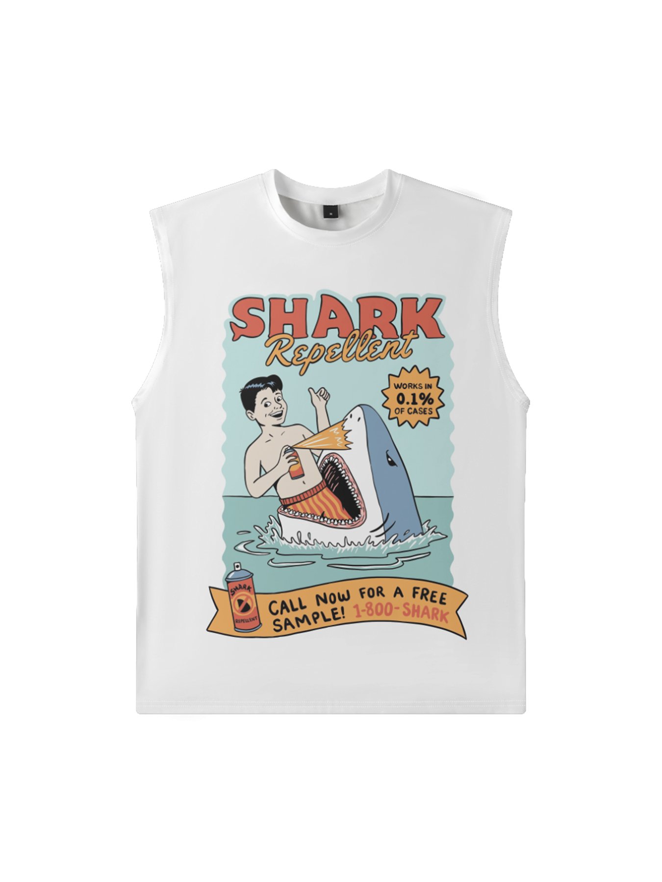 Hardaddy X Artist Coffee Man Mens Crewneck Tank Tops Shark Repellent Beach Sleeveless Shirt