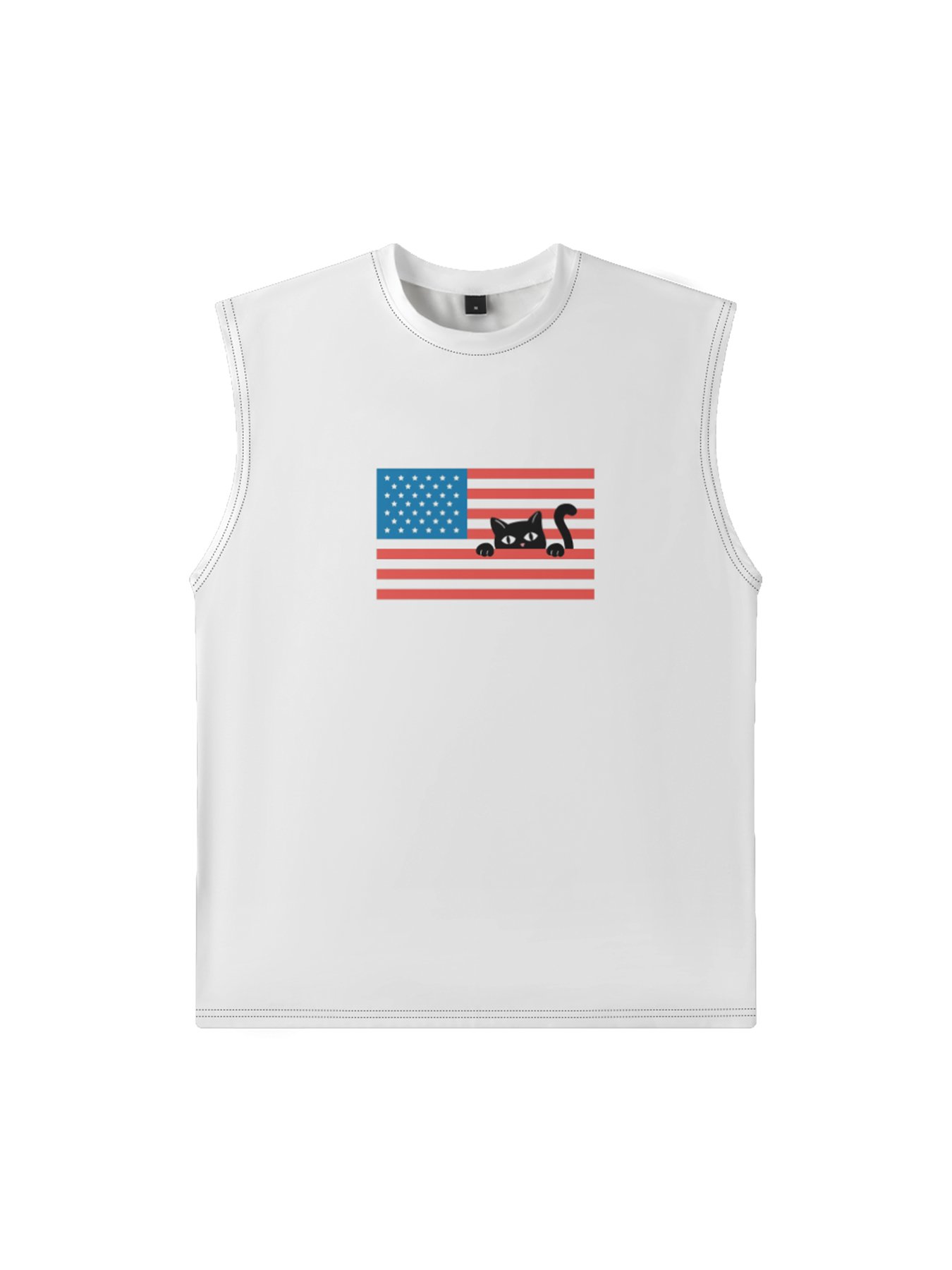 Hardaddy X Artist Coffee Man Mens Crewneck Tank Tops American Flag Cat Beach Sleeveless Shirt