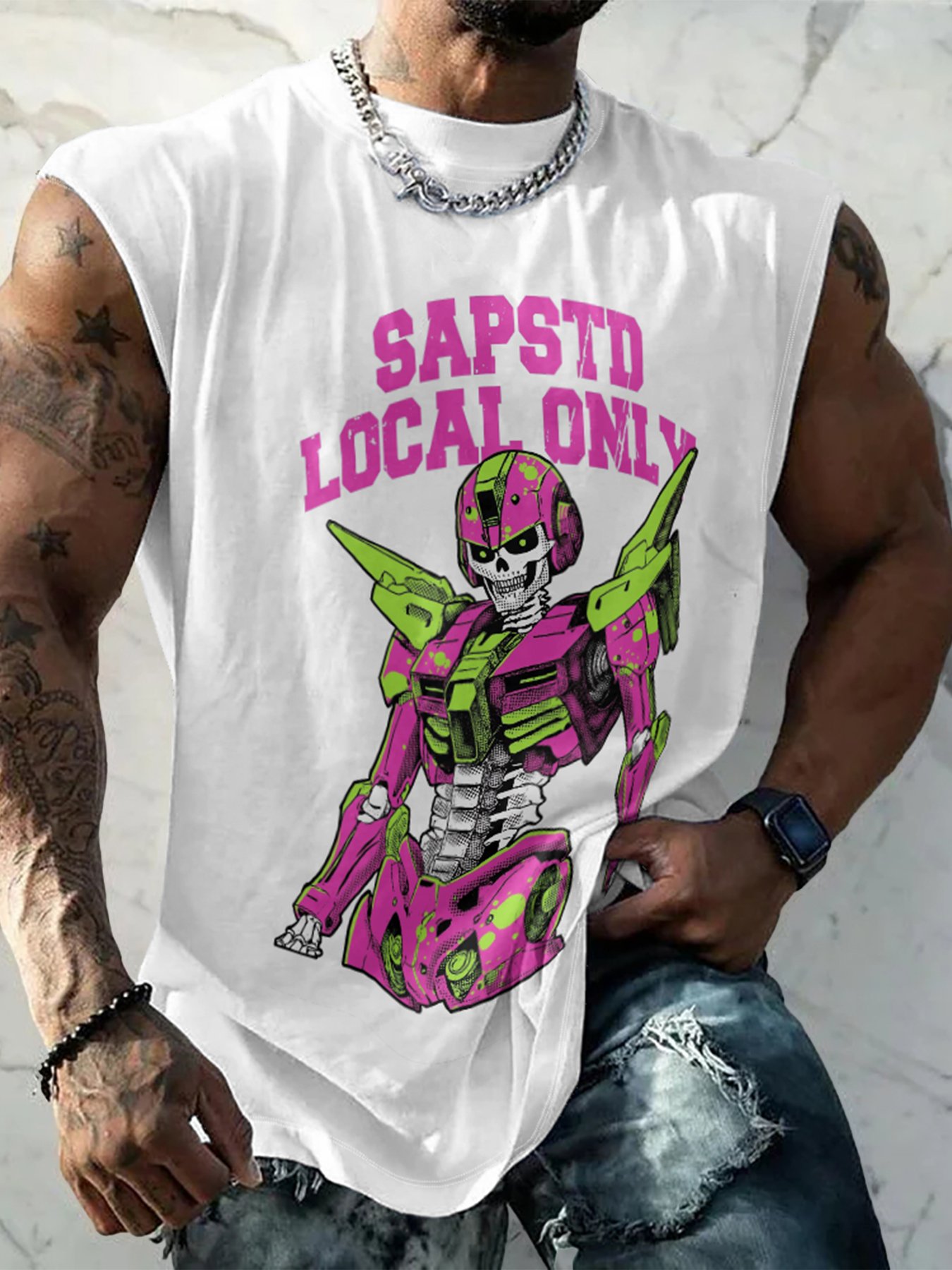 Hardaddy X Artist Muhammad Ilyas Saputro Mens Crewneck Tank Tops Japan Gundam Sleeveless T-Shirt