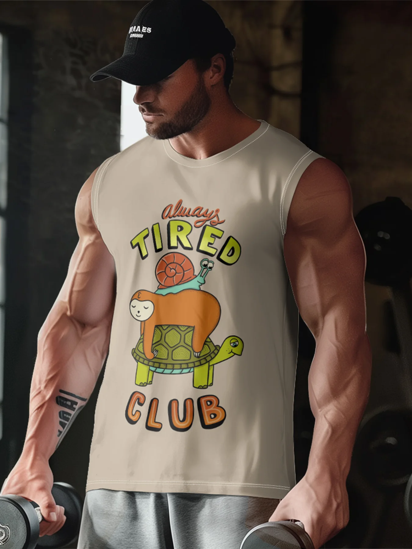 Hardaddy X Artist Coffee Man Mens Crewneck Tank Tops Turtle Snail Sloth Beach Sleeveless Shirt
