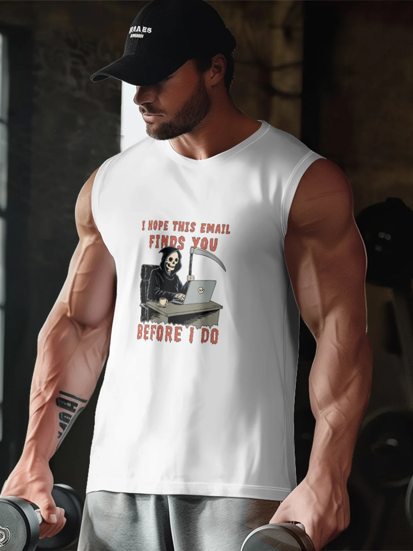 Hardaddy X Artist Coffee Man Mens Crewneck Tank Tops Skull Beach Sleeveless Shirt