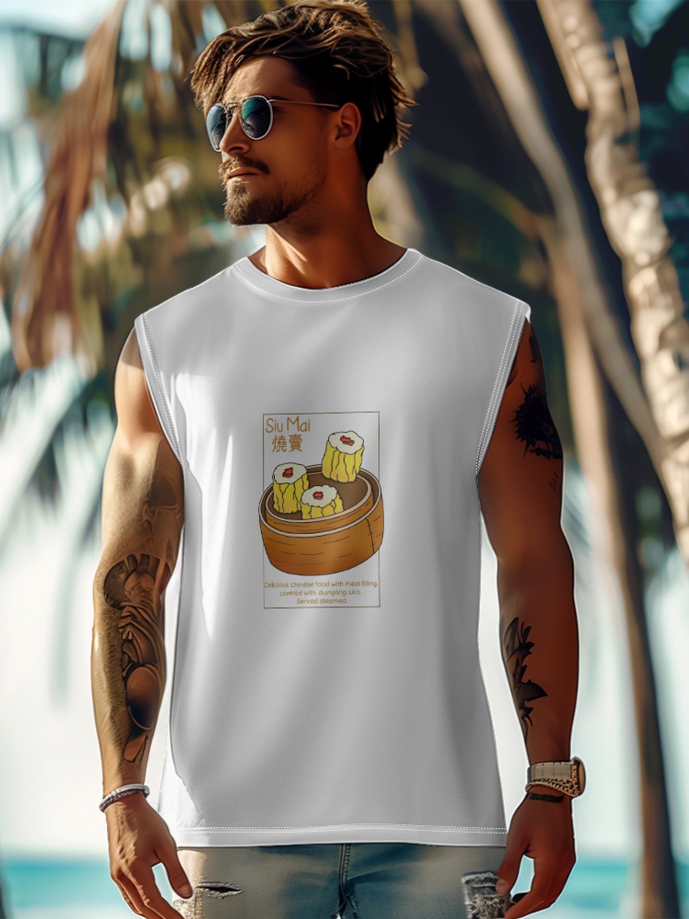 Hardaddy X Artist Kimprut Imut Mens Crewneck Tank Tops Siu Mai Beach Sleeveless Shirt