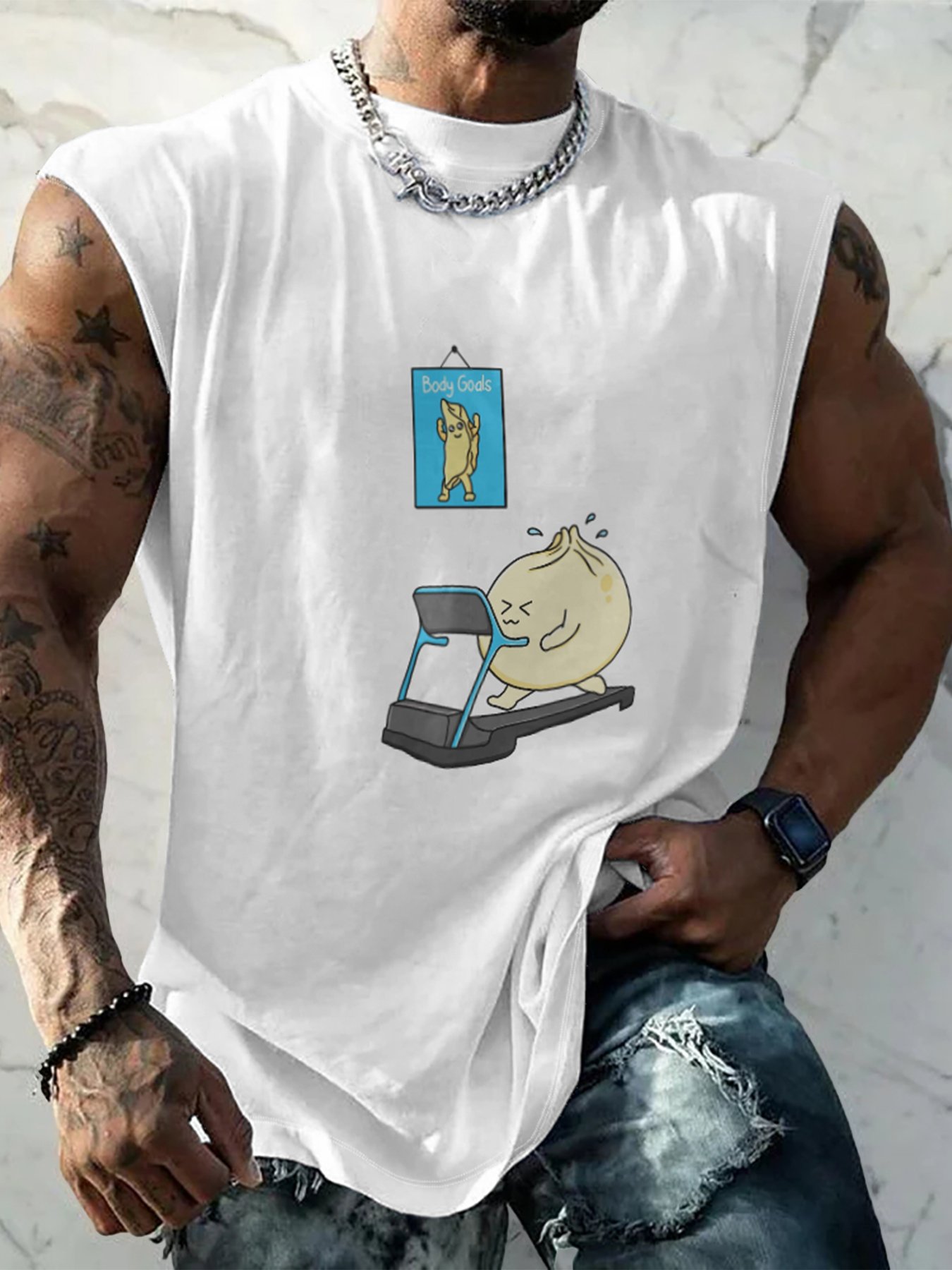 Hardaddy X Artist Kimprut Imut Mens Crewneck Tank Tops Xiao Long Bao Beach Sleeveless Shirt