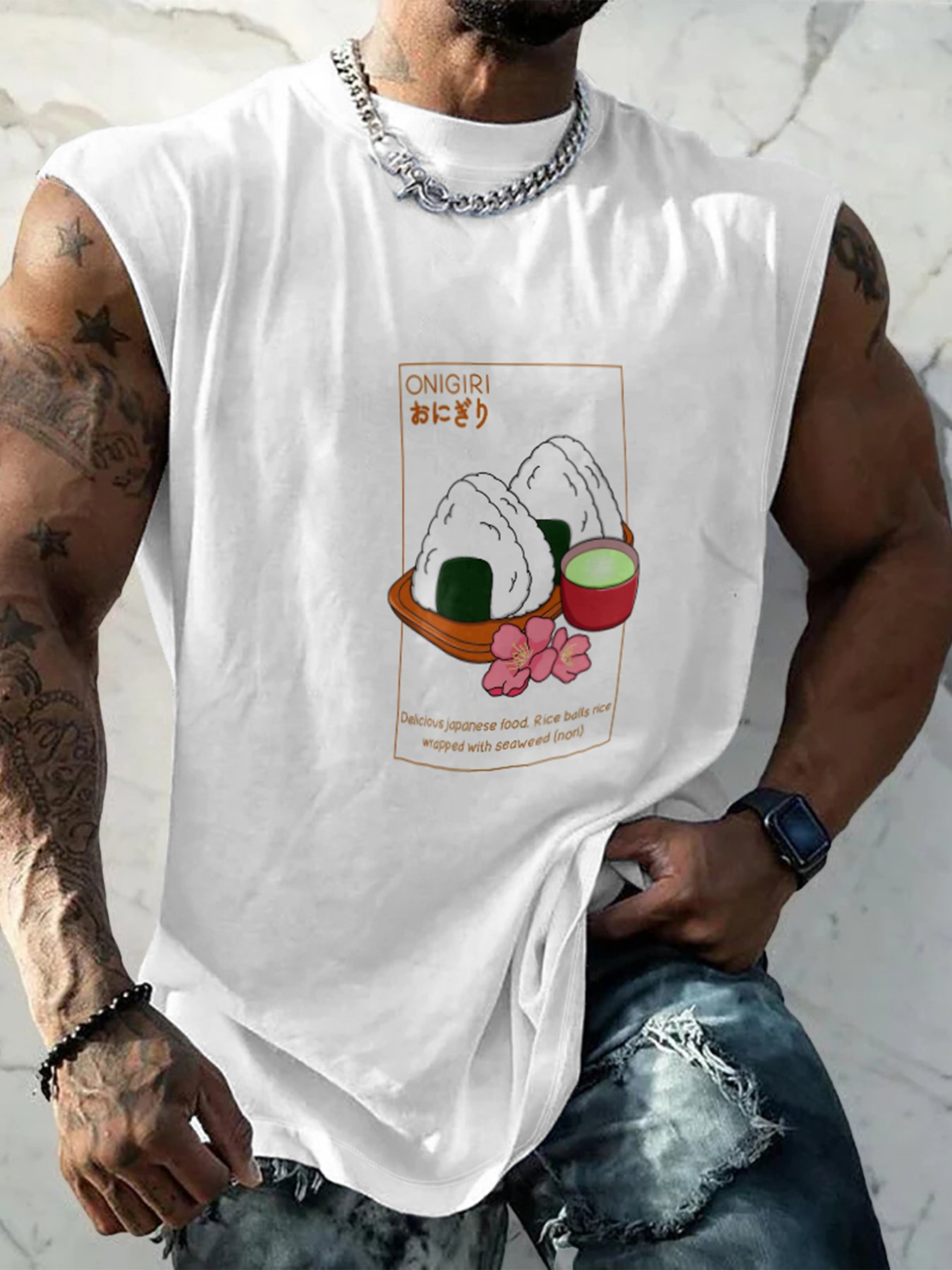 Hardaddy X Artist Coffee Man Mens Crewneck Tank Tops Sushi Sleeveless T-Shirt