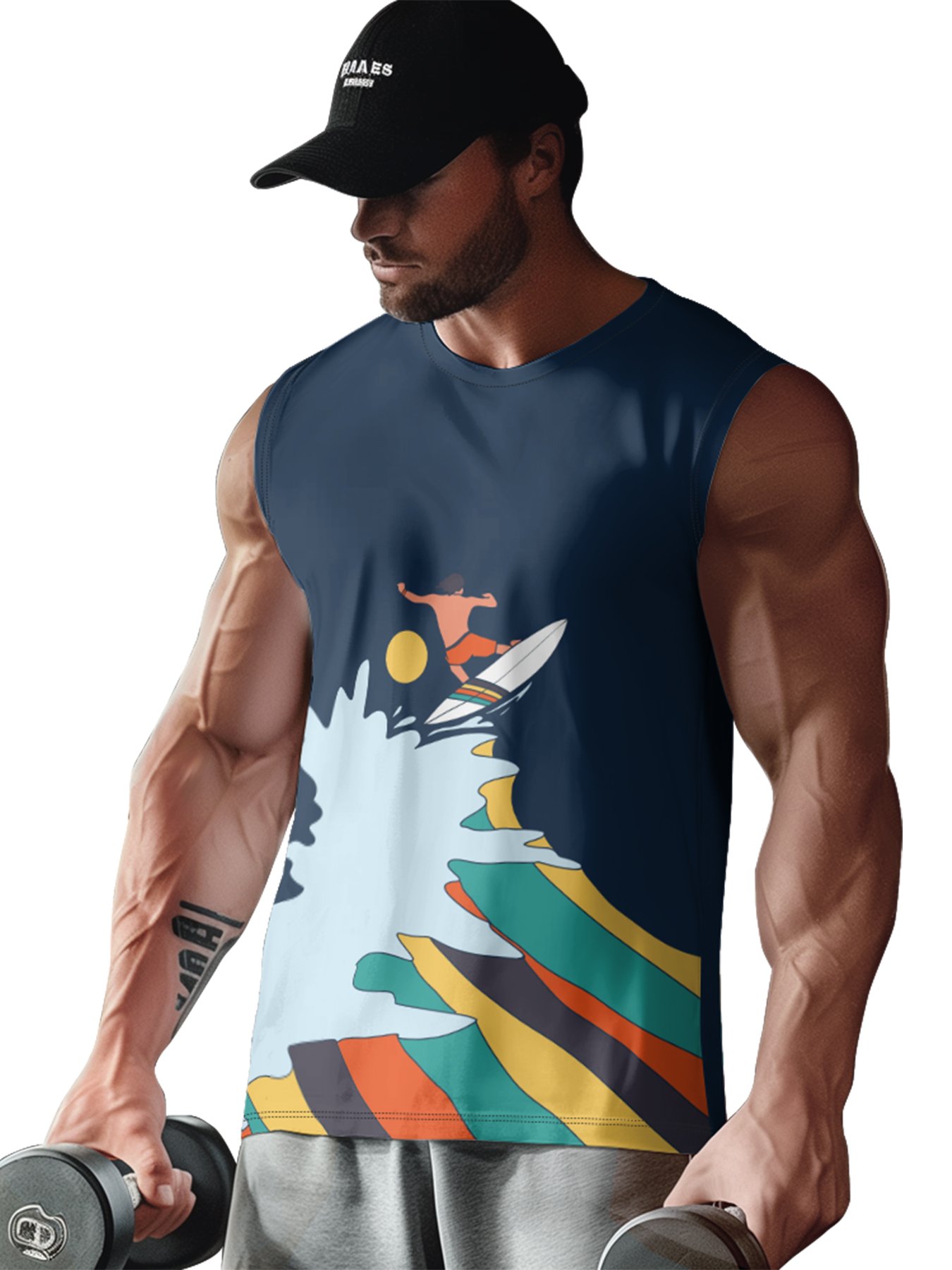 Hardaddy X Artist Stephen Wade Mens Crewneck Tank Tops Surfing Beach Sleeveless Shirt