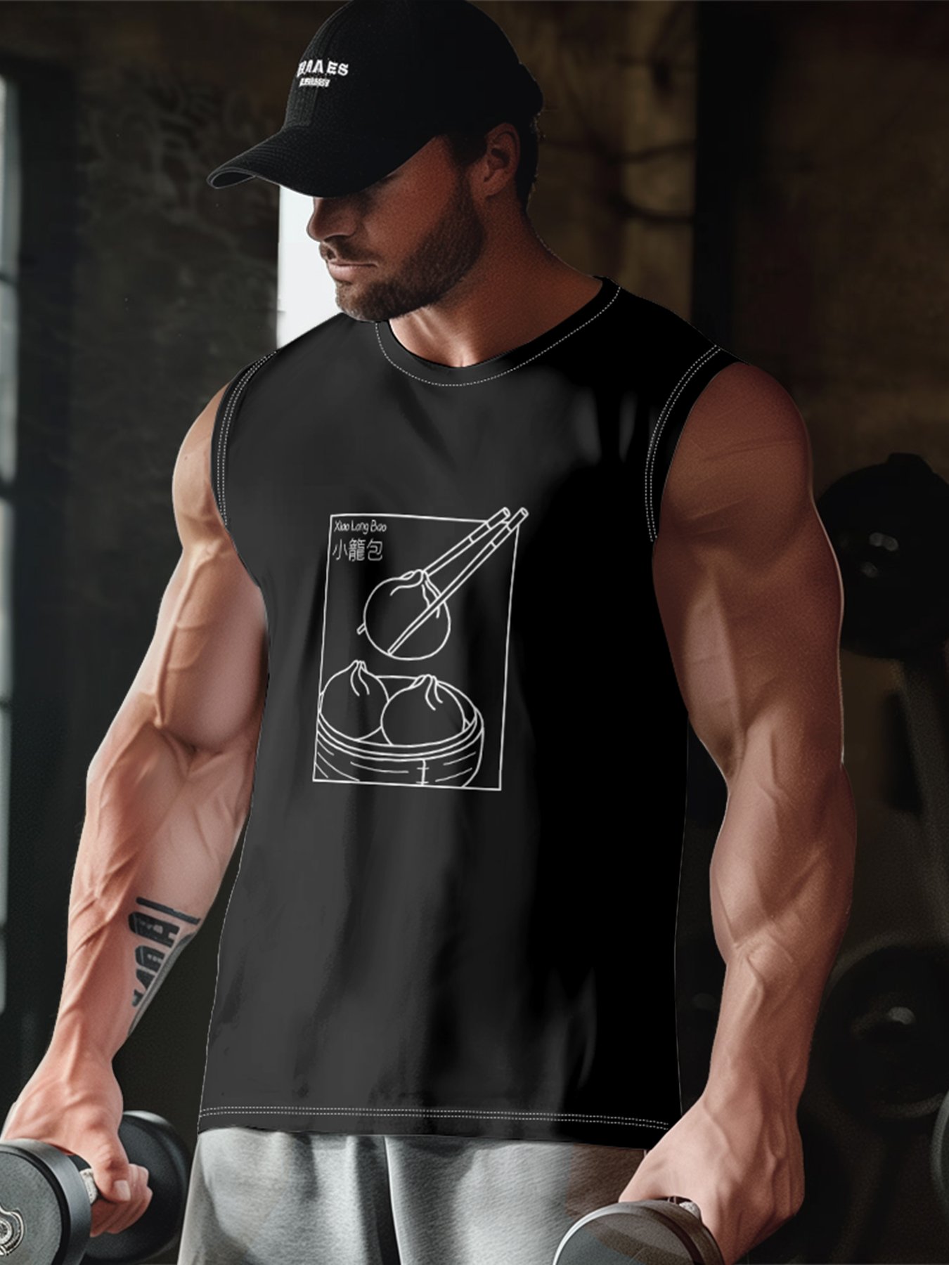 Hardaddy X Artist Kimprut Imut Mens Crewneck Tank Tops Xiao Long Bao Bun Beach Sleeveless Shirt