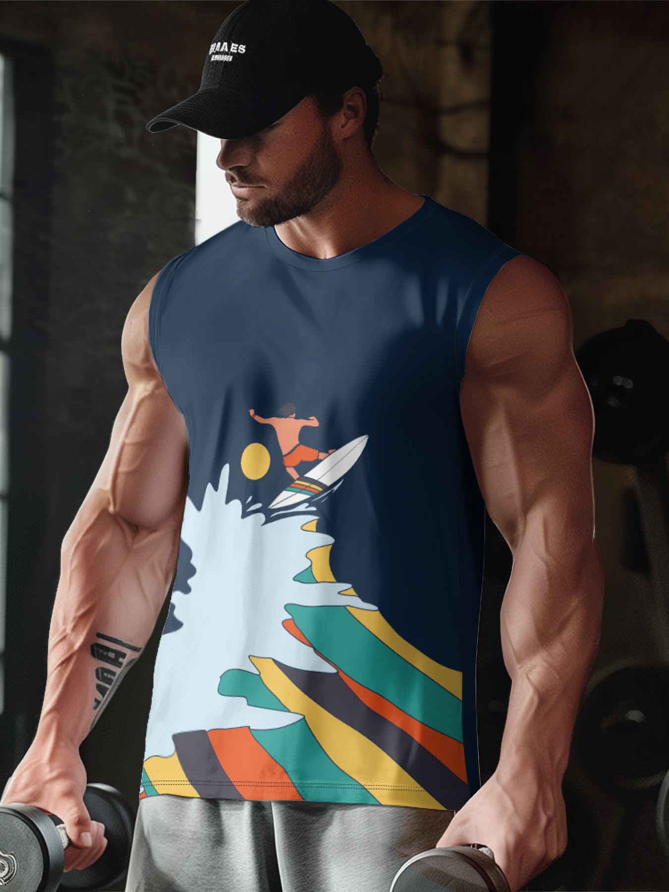 Hardaddy X Artist Stephen Wade Mens Crewneck Tank Tops Surfing Beach Sleeveless Shirt