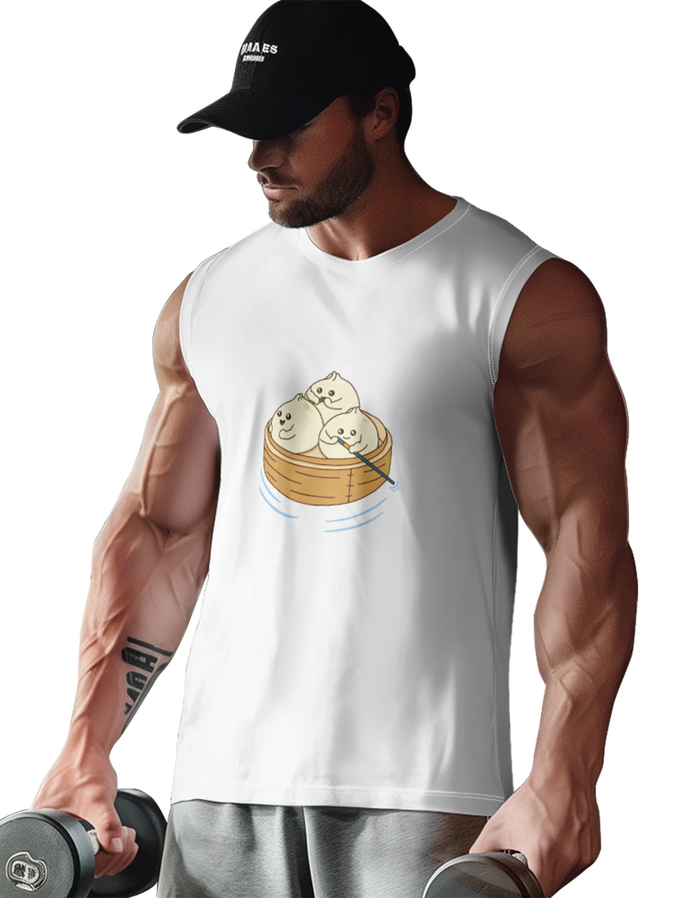 Hardaddy X Artist Kimprut Imut Mens Crewneck Tank Tops Xiao Long Bao Beach Sleeveless Shirt