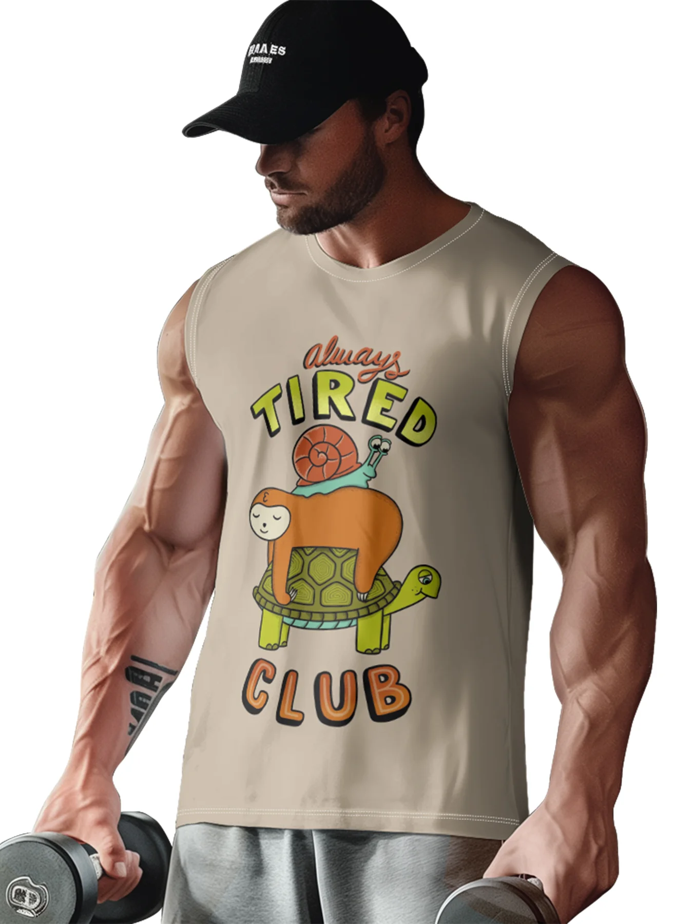 Hardaddy X Artist Coffee Man Mens Crewneck Tank Tops Turtle Snail Sloth Beach Sleeveless Shirt