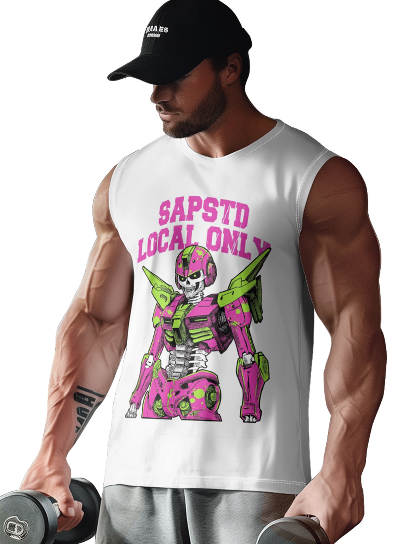 Hardaddy X Artist Muhammad Ilyas Saputro Mens Crewneck Tank Tops Japan Gundam Sleeveless T-Shirt
