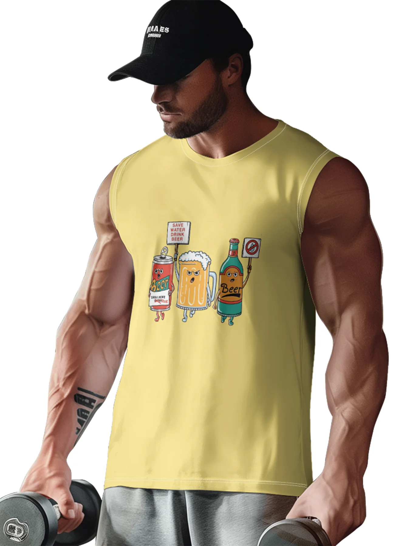 Hardaddy X Artist Coffee Man Mens Crewneck Tank Tops Beer Beach Sleeveless Shirt
