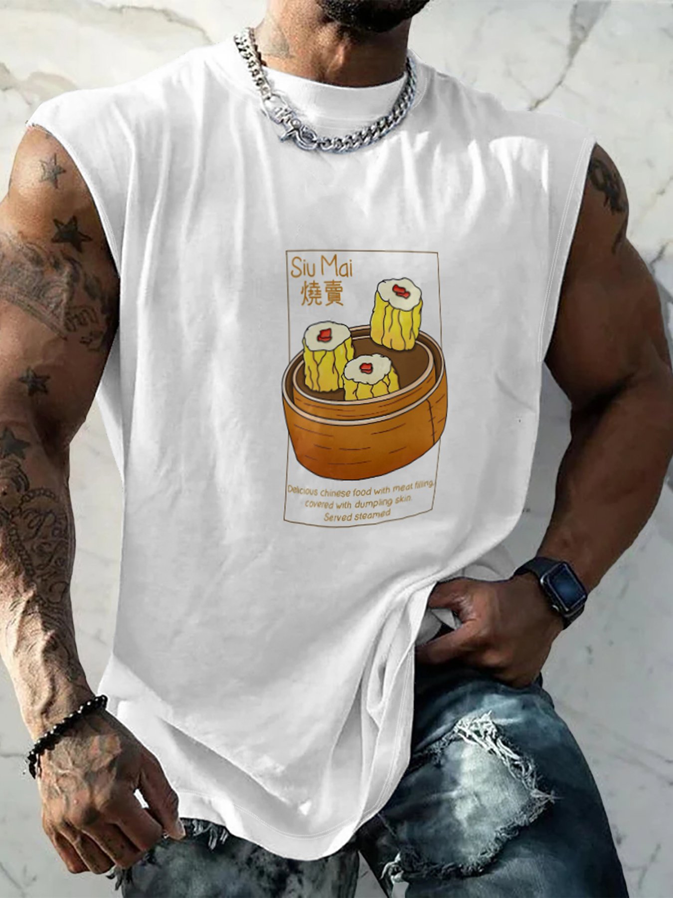 Hardaddy X Artist Kimprut Imut Mens Crewneck Tank Tops Siu Mai Beach Sleeveless Shirt