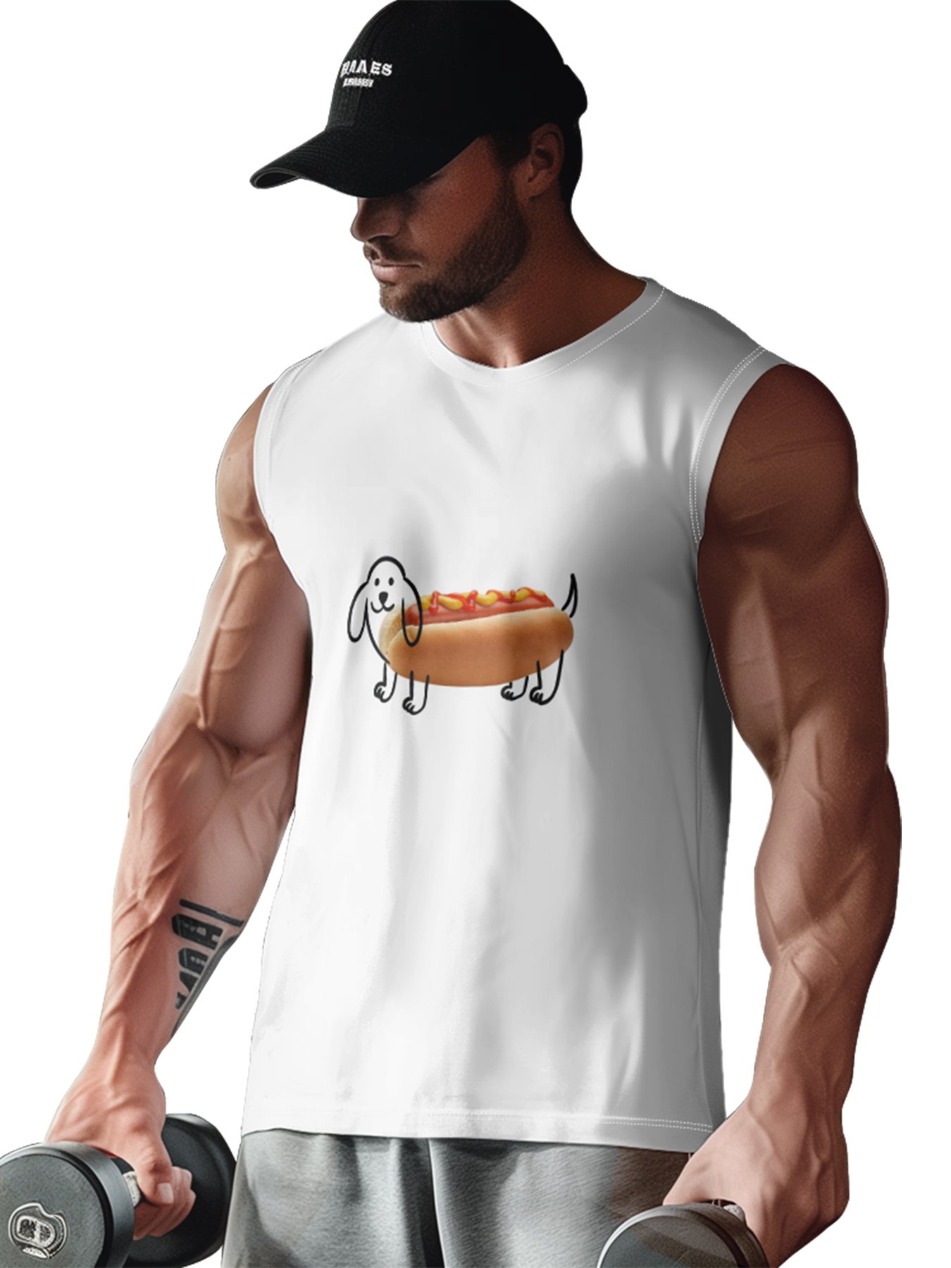 Hardaddy X Artist Coffee Man Mens Crewneck Tank Tops Hot Dog Beach Sleeveless Shirt