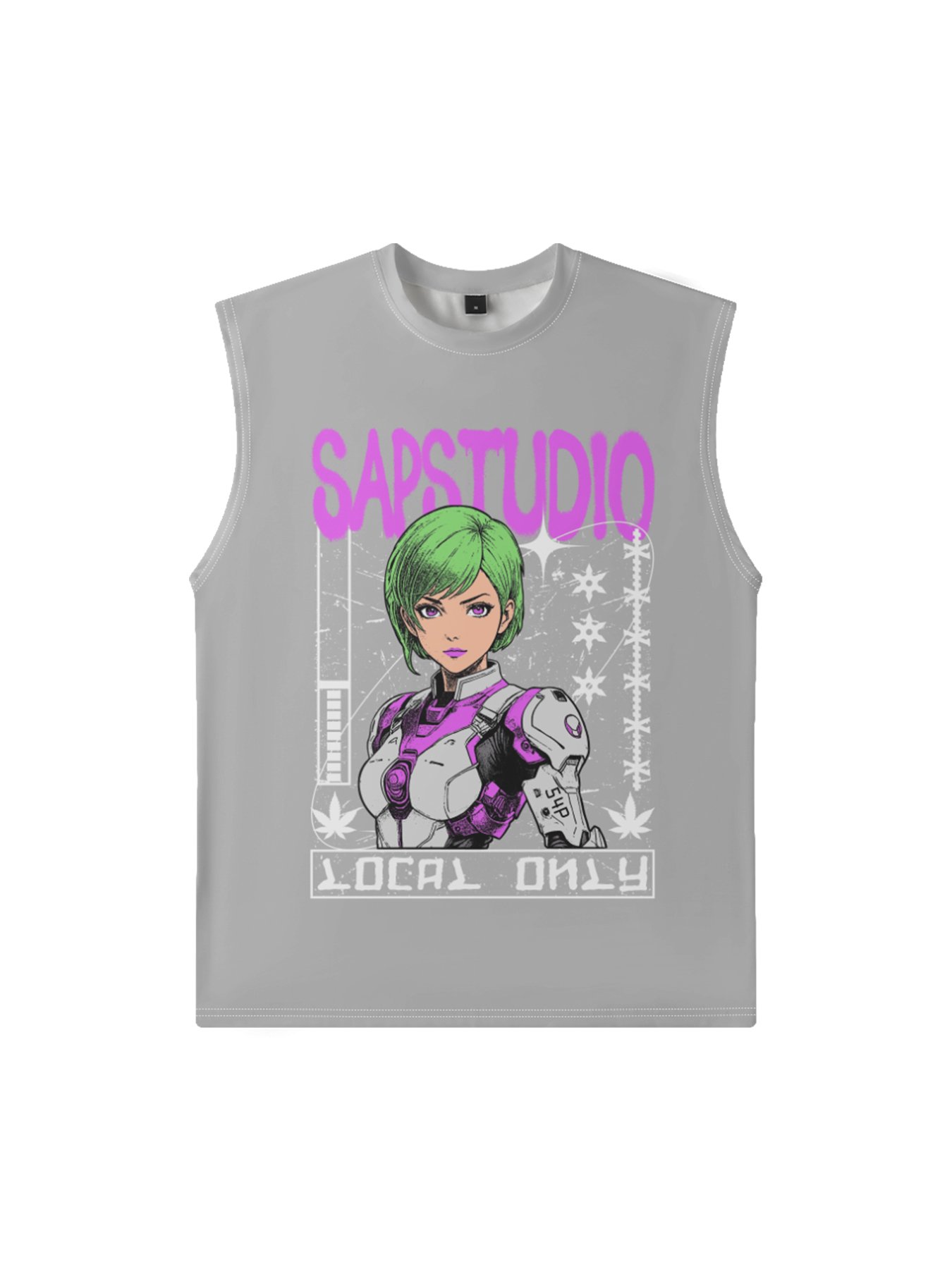 Hardaddy X Artist Muhammad Ilyas Saputro Mens Crewneck Tank Tops Japanese Two-dimensional Cartoon Sleeveless T-Shirt