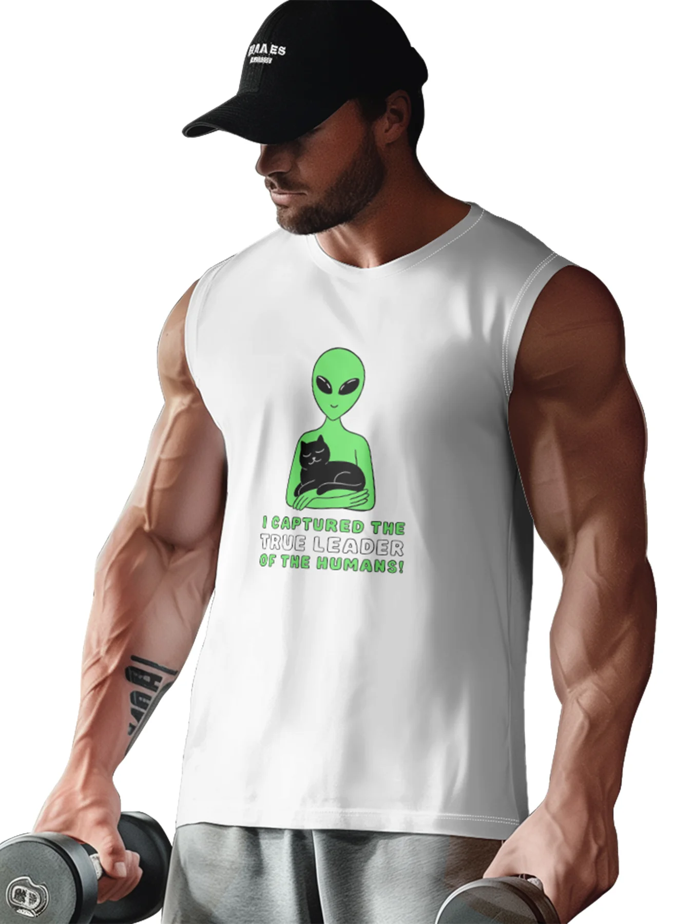 Hardaddy X Artist Coffee Man Mens Crewneck Tank Tops Alien Cat Beach Sleeveless Shirt