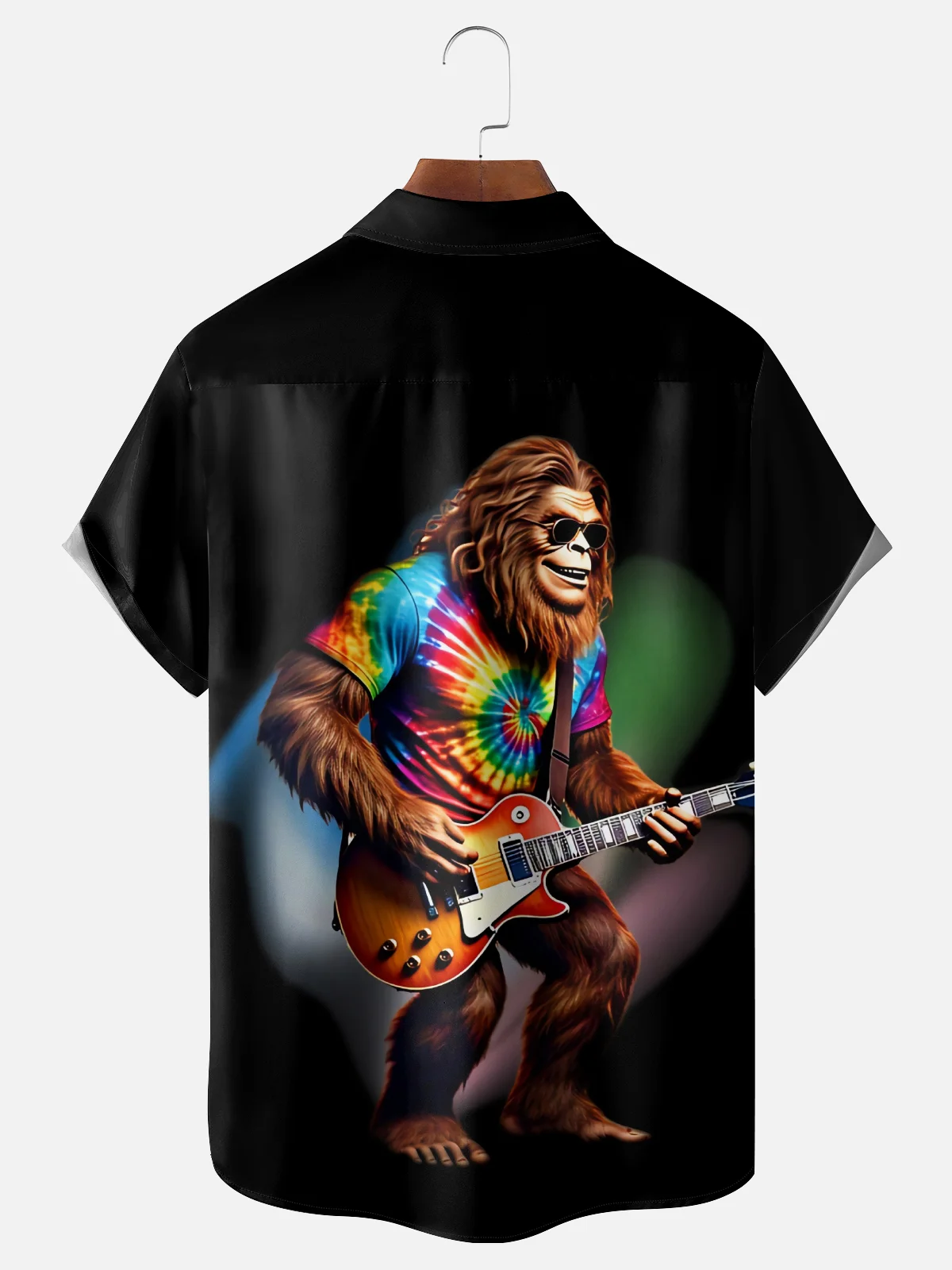 Moisture Wicking Ombre Hippie Bigfoot Chest Pocket Hawaiian Shirt