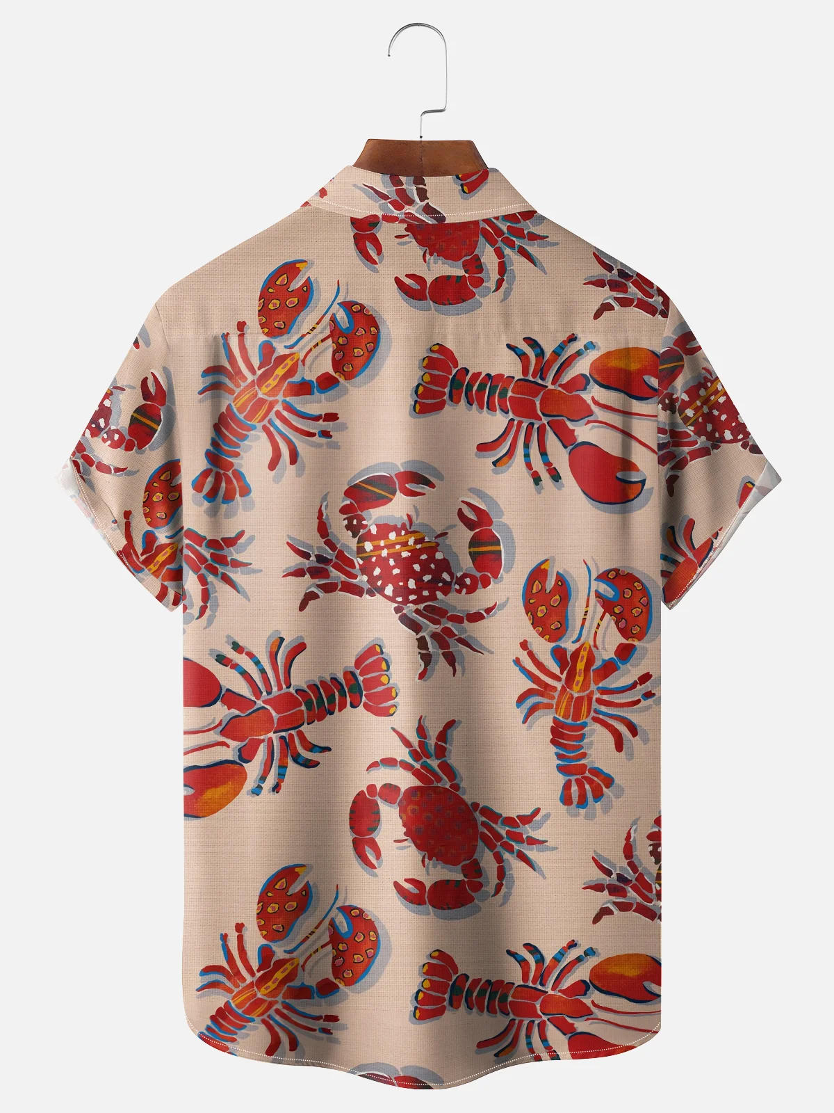 Moisture Wicking Lobster Crab Chest Pocket Hawaiian Shirt