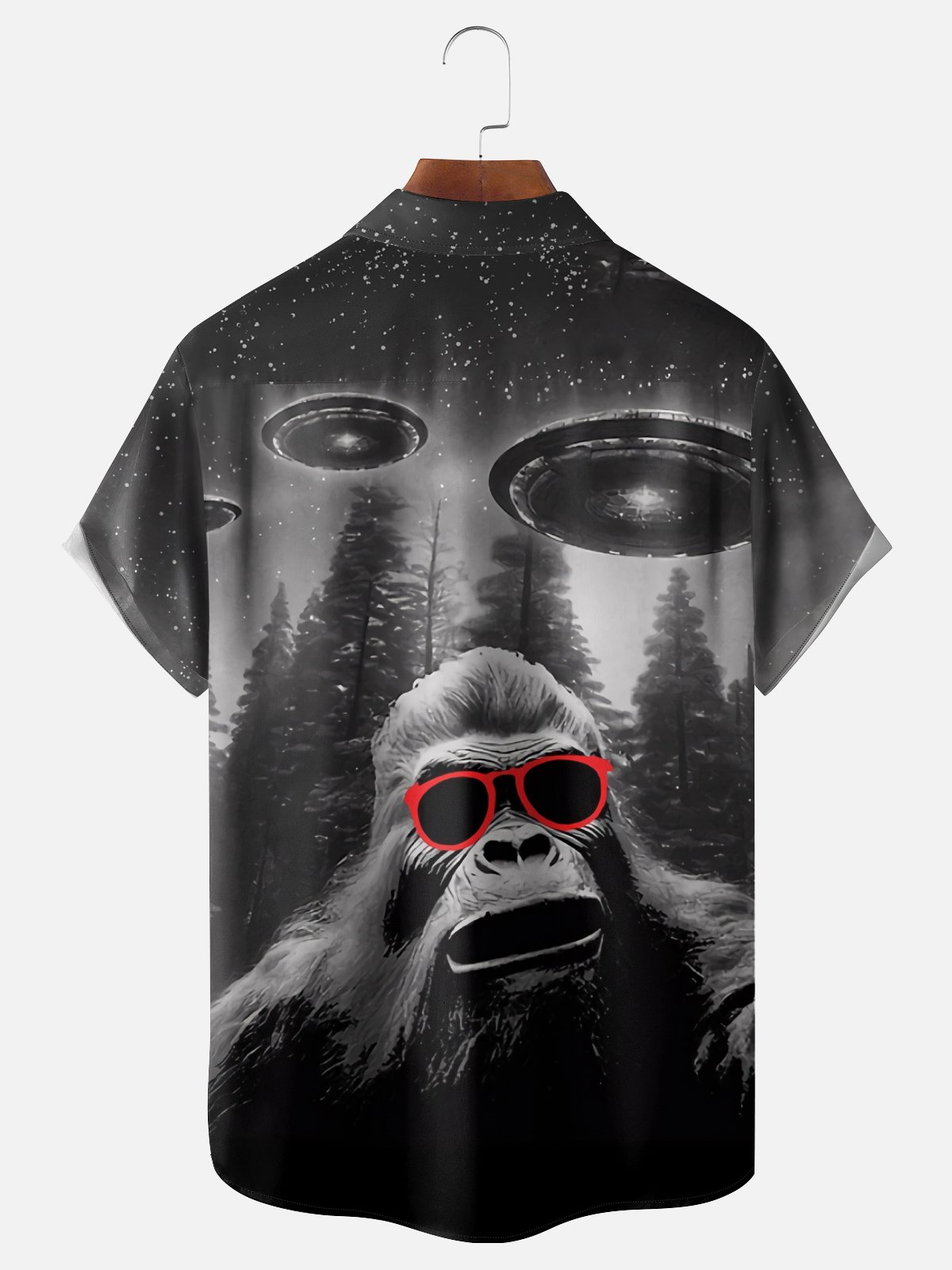 Moisture Wicking Fun Funny Bigfoot Chest Pocket Hawaiian Shirt