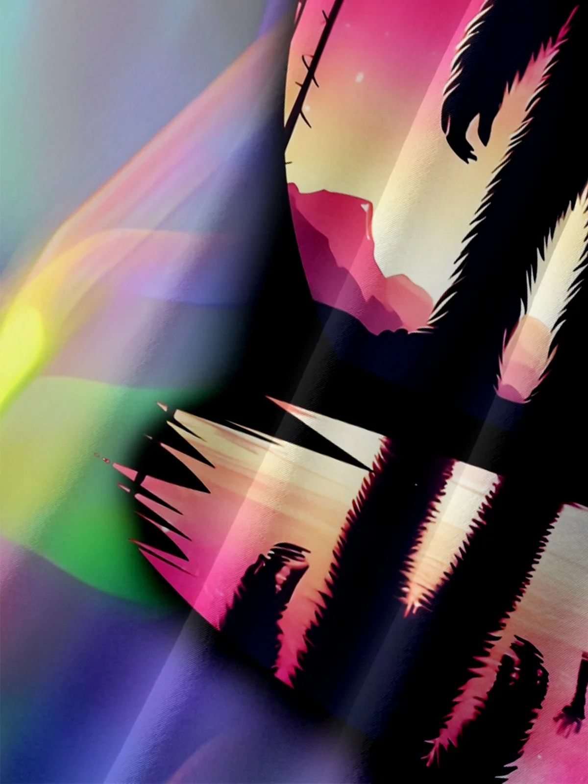 Moisture Wicking Ombre Bigfoot Alien UFO Chest Pocket Hawaiian Shirt
