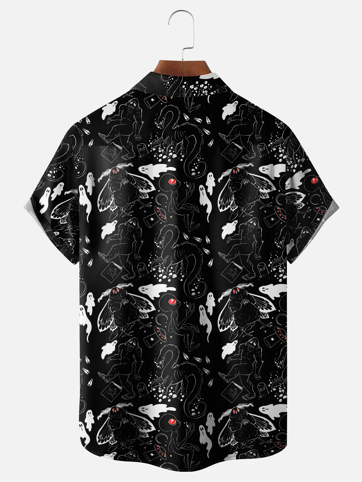 Moisture Wicking Bigfoot Mothman UFO Chest Pocket Hawaiian Shirt