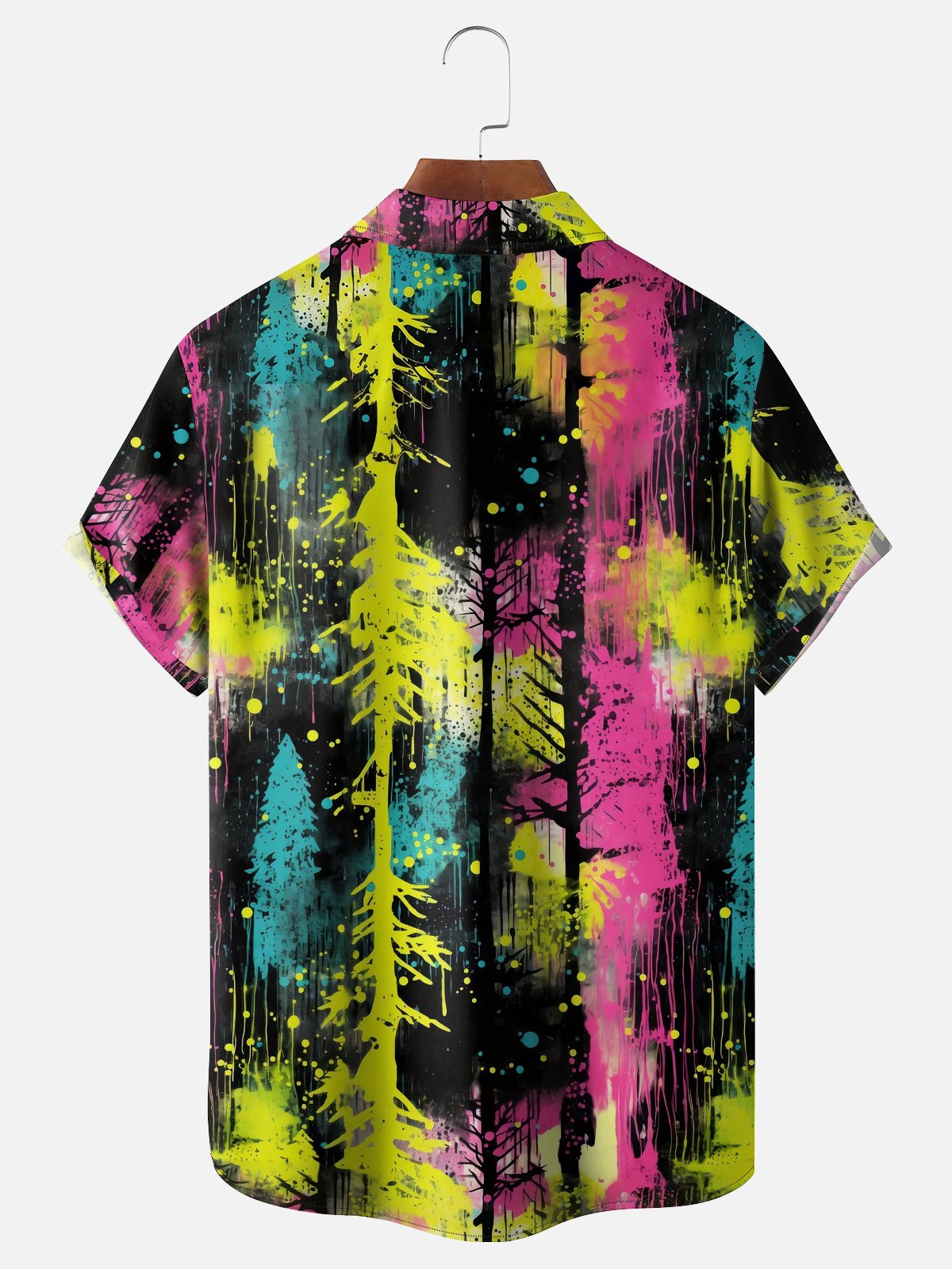 Moisture Wicking Gradient Abstract Geometric Chest Pocket Hawaiian Shirt