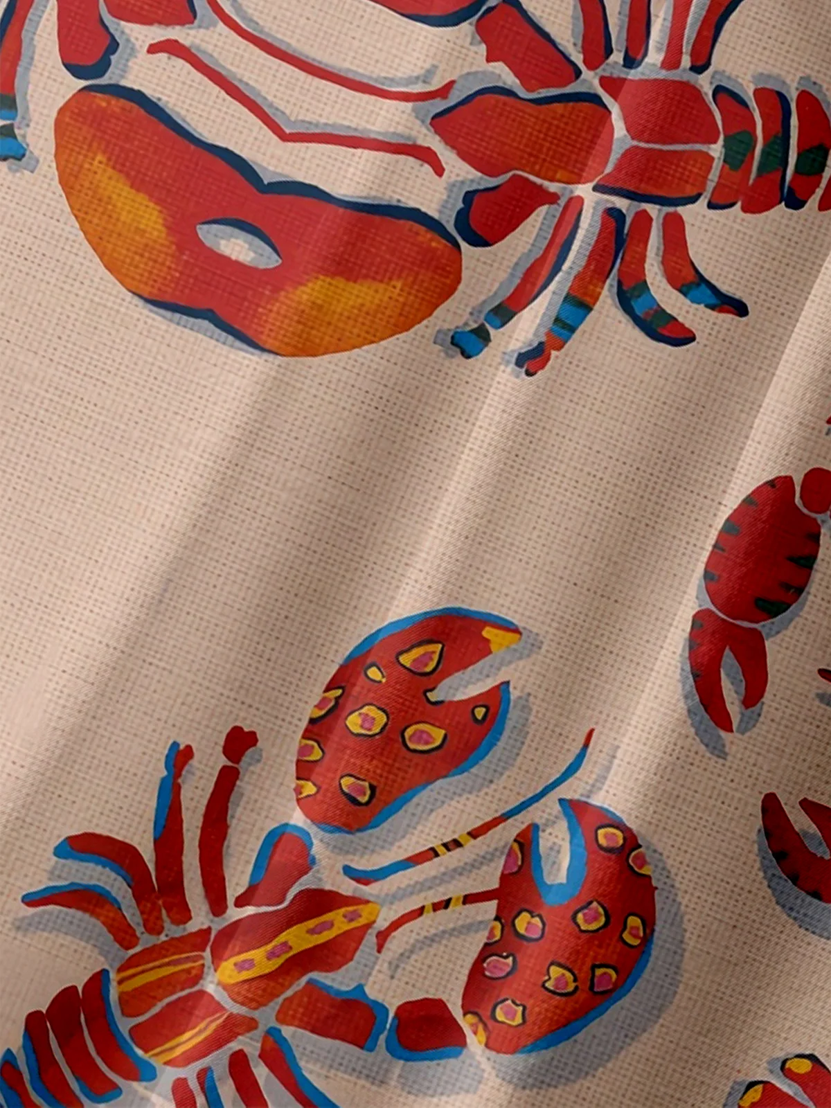 Moisture Wicking Lobster Crab Chest Pocket Hawaiian Shirt