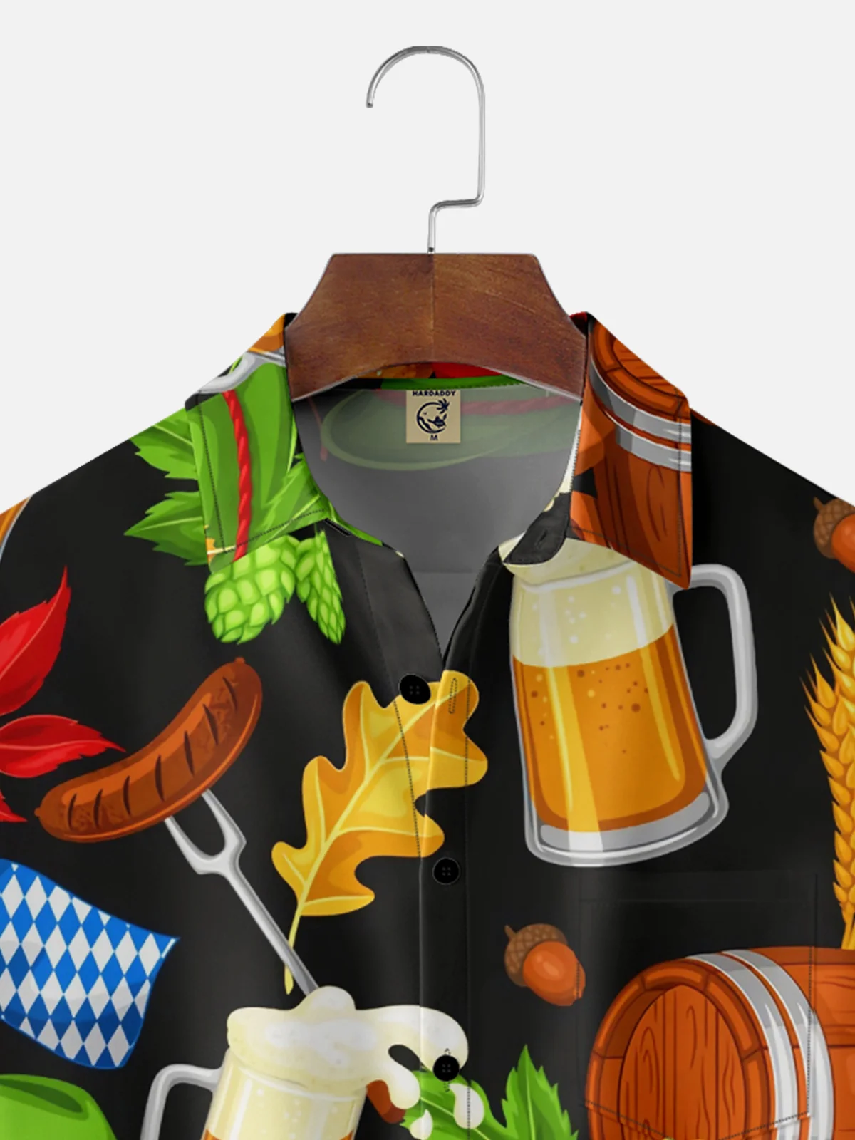 Moisture Wicking Beer Festival Sausage Chest Pocket Hawaiian Shirt