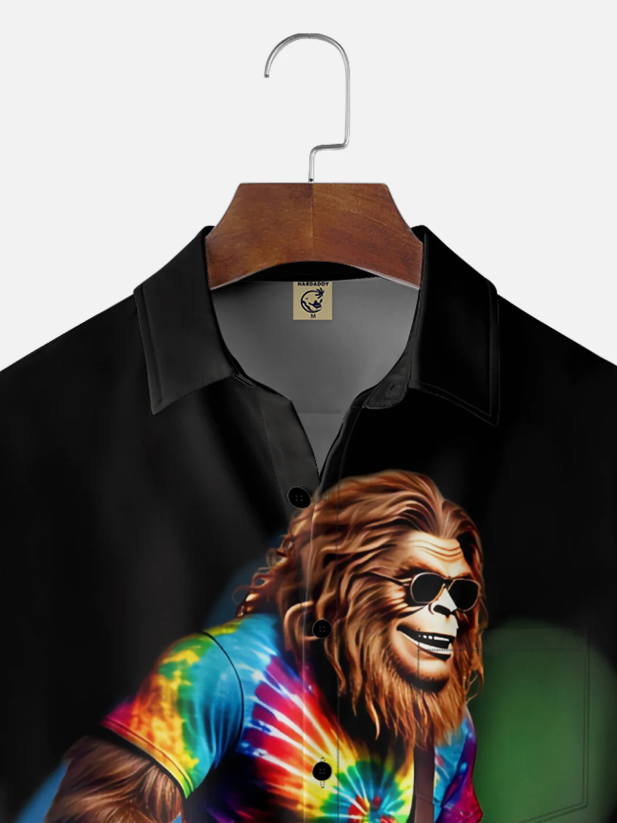 Moisture Wicking Ombre Hippie Bigfoot Chest Pocket Hawaiian Shirt