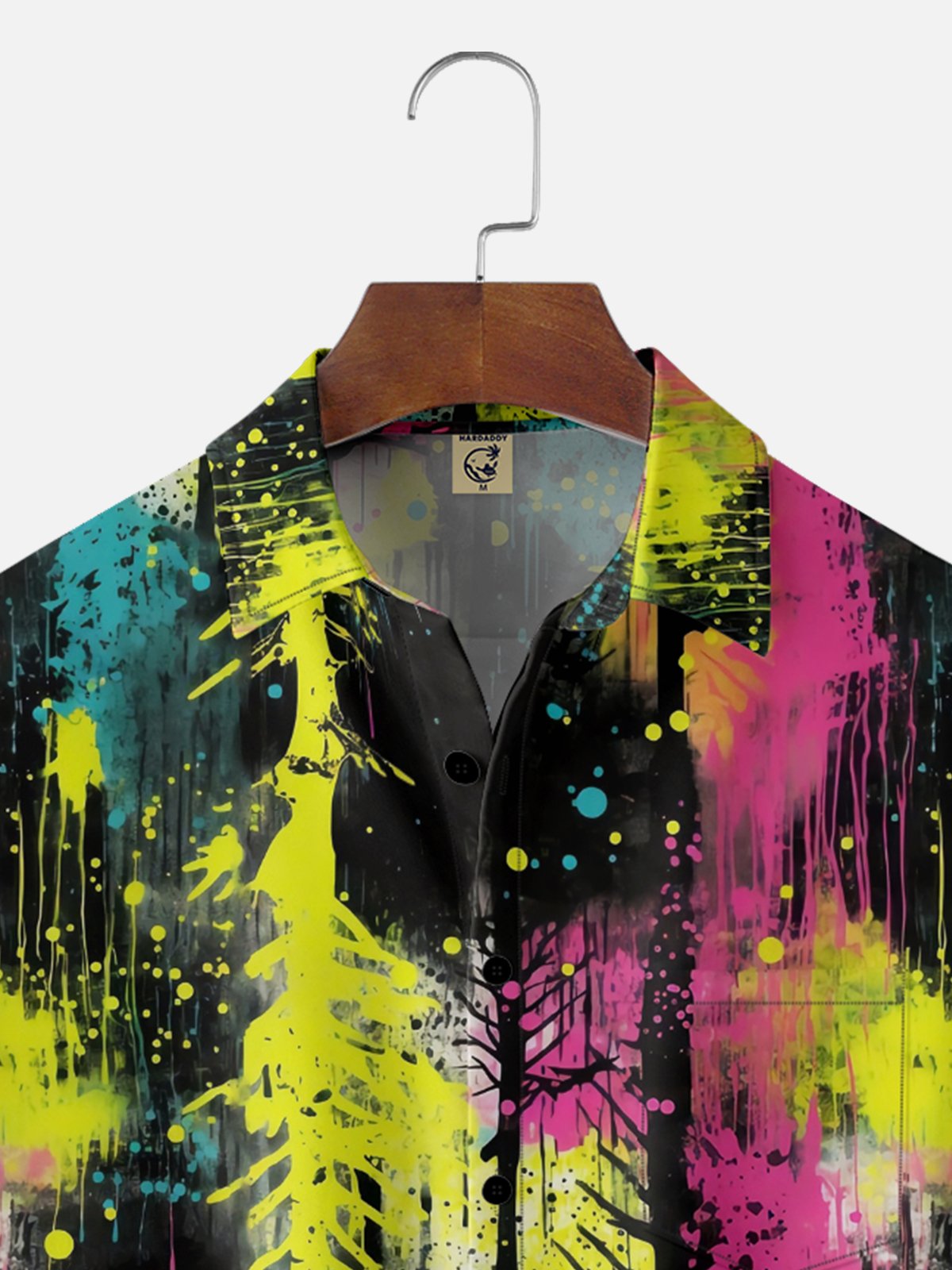 Moisture Wicking Gradient Abstract Geometric Chest Pocket Hawaiian Shirt