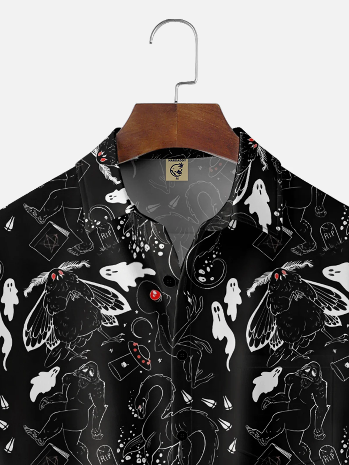 Moisture Wicking Bigfoot Mothman UFO Chest Pocket Hawaiian Shirt