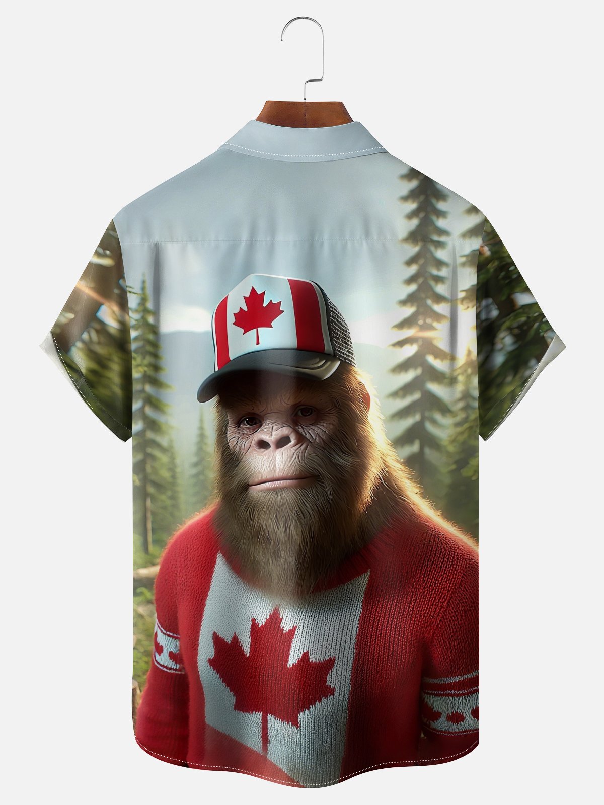 Moisture-wicking Bigfoot Canada Day Chest Pocket Casual Shirt