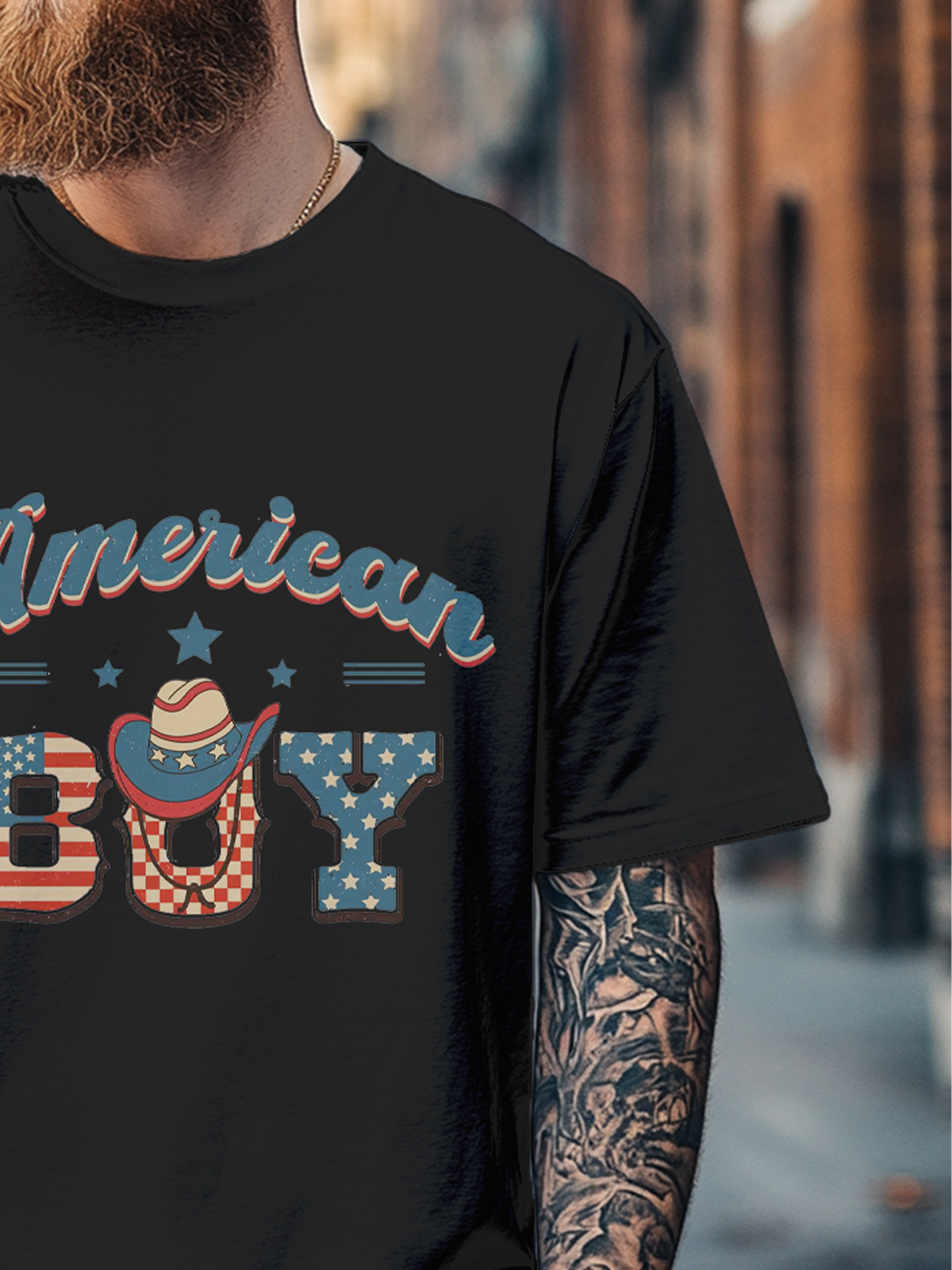 Men's American Fun Print Fitted T-shirts