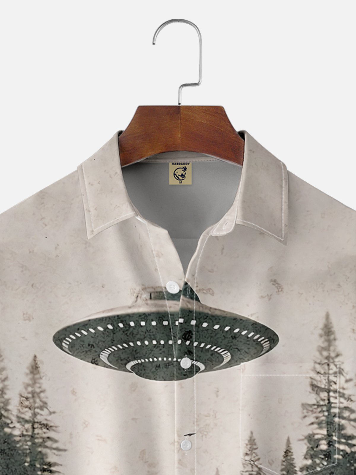 Moisture-wicking Bigfoot UFO Selfie Chest Pocket Casual Shirt