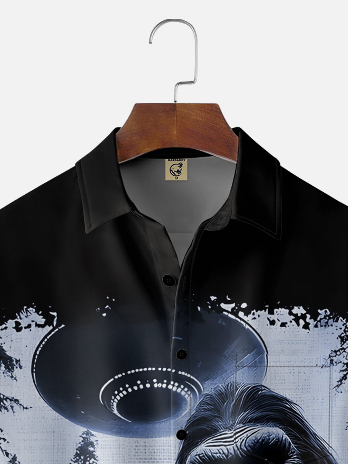 Tall Size Moisture Wicking Alien Spaceship Bigfoot Chest Pocket Hawaiian Shirt