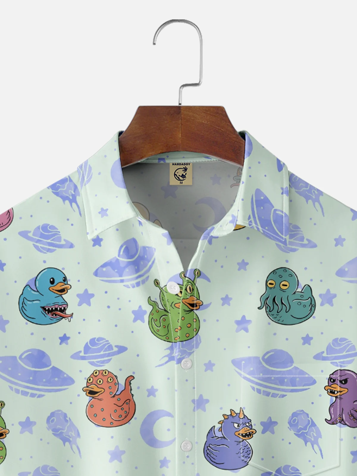 Hardaddy x Coffee Man Moisture Wicking Funny Duck Chest Pocket Hawaiian Shirt