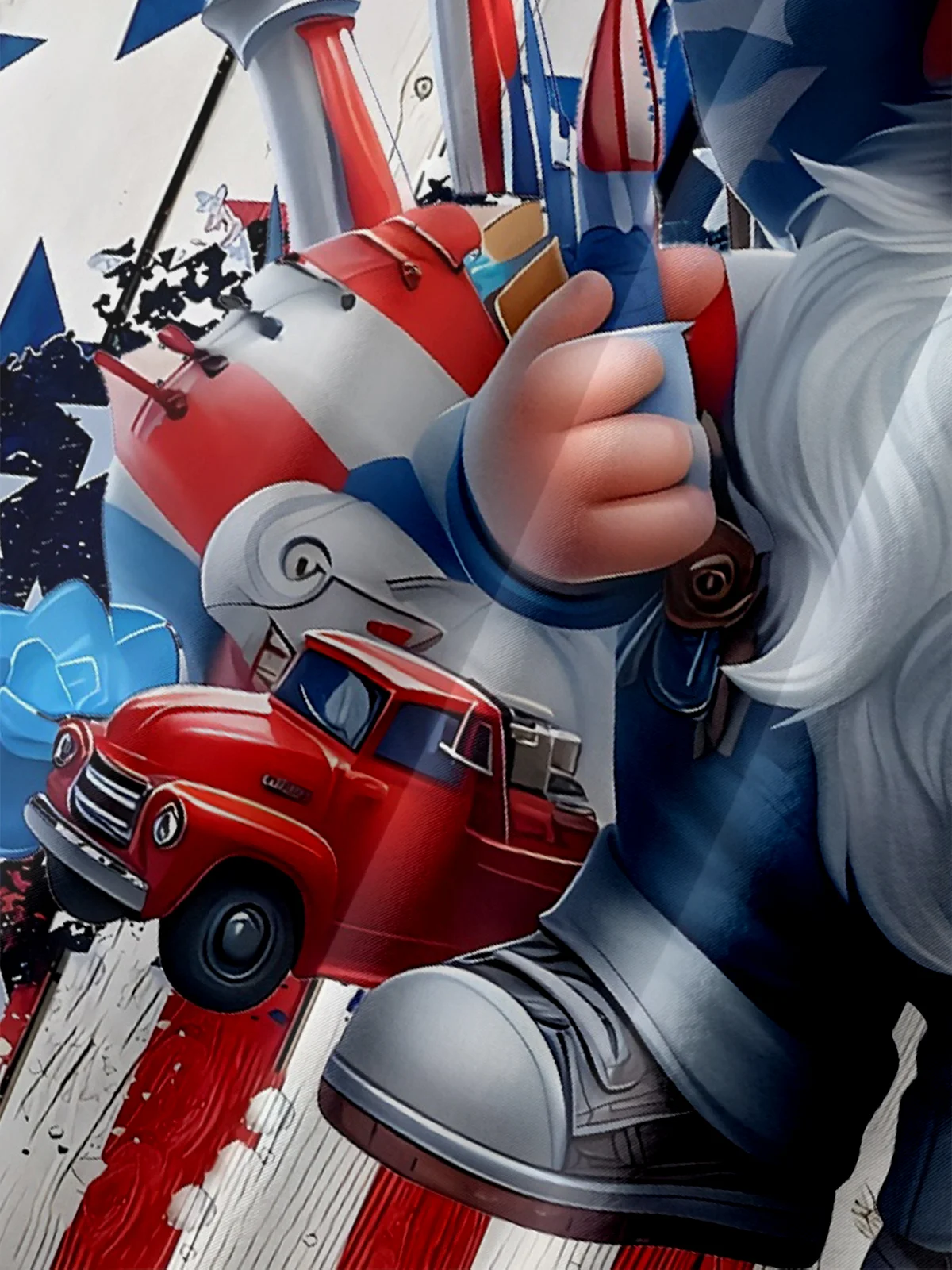 Moisture-wicking Gnome American Flag Independence Day Chest Pocket Casual Shirt