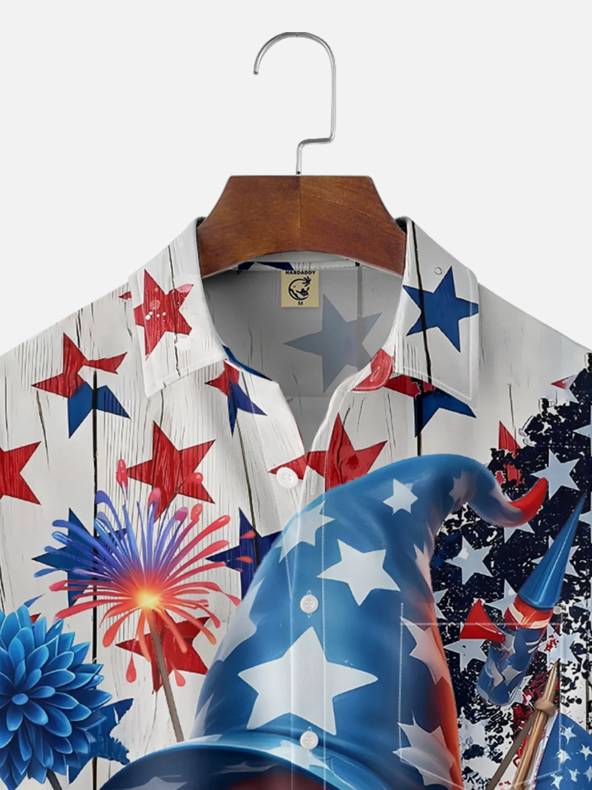 Moisture-wicking Gnome American Flag Independence Day Chest Pocket Casual Shirt