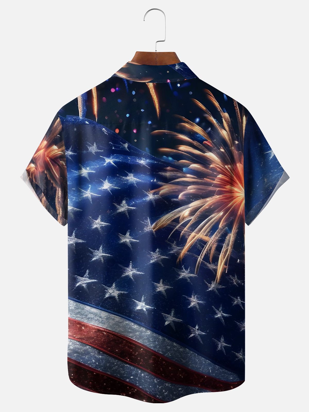 Moisture-wicking Bigfoot American Flag Independence Day Chest Pocket Casual Shirt