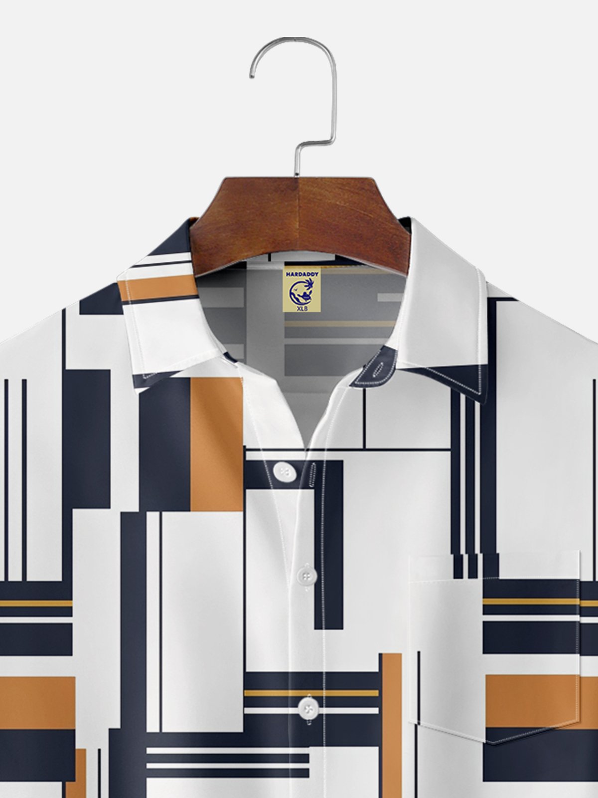 Big Size Moisture-wicking Artistic Geometry Chest Pocket Casual Shirt