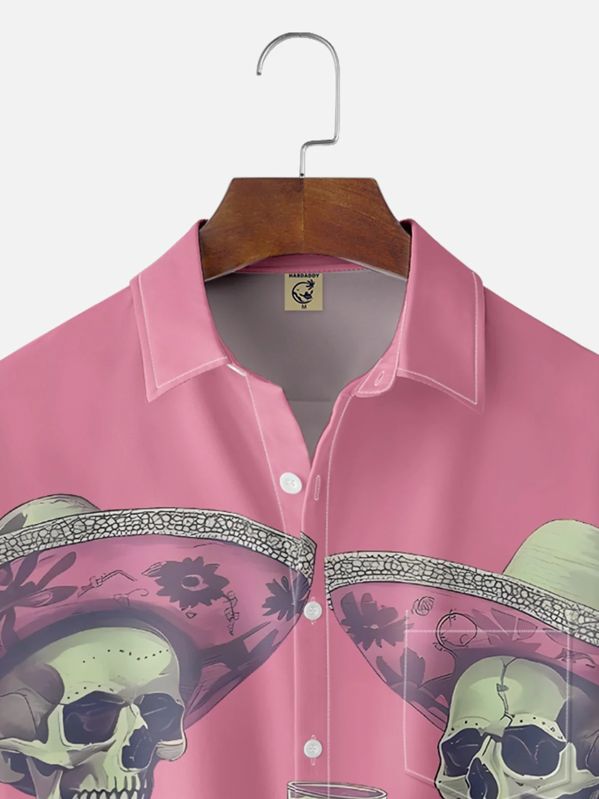 Moisture-wicking Funny Beer Skull Chest Pocket Casual Shirt