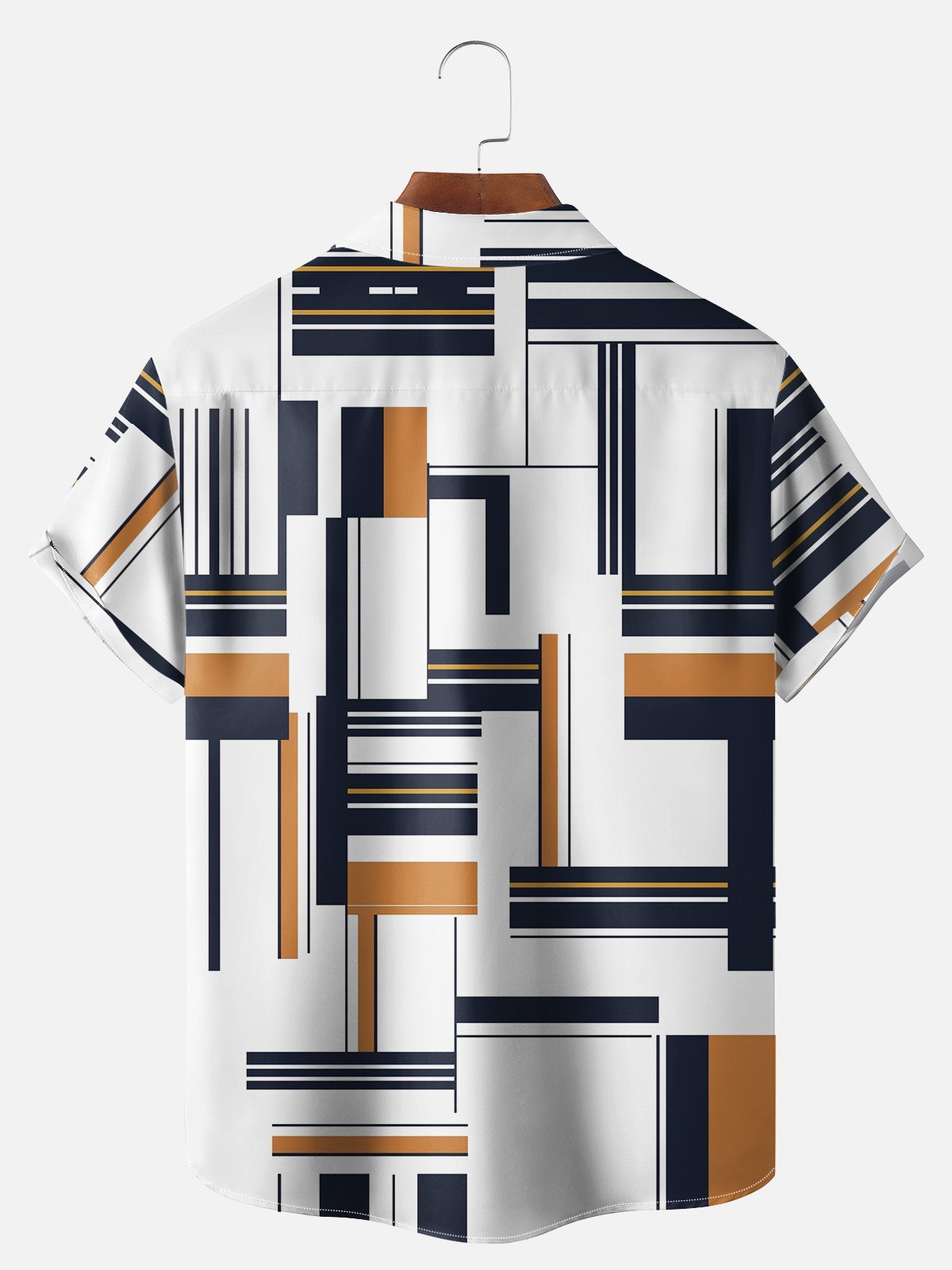 Big Size Moisture-wicking Artistic Geometry Chest Pocket Casual Shirt