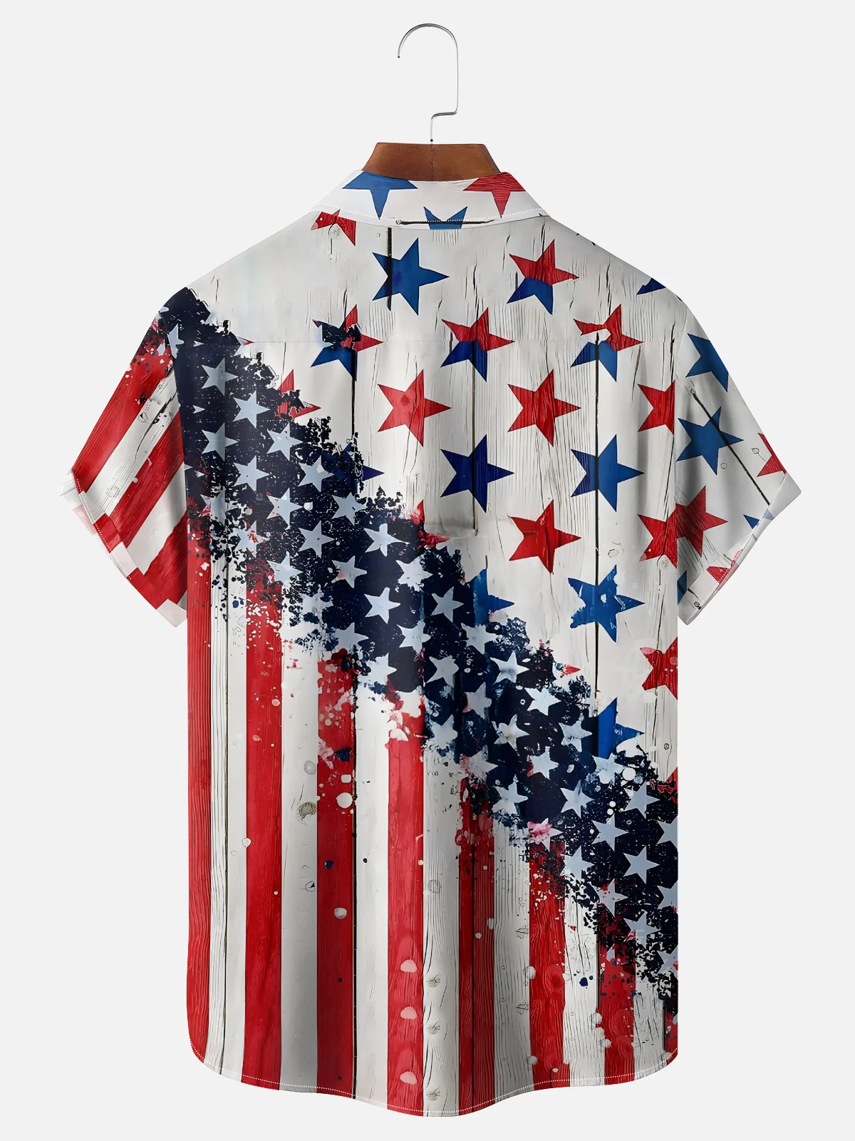 Moisture-wicking Gnome American Flag Independence Day Chest Pocket Casual Shirt