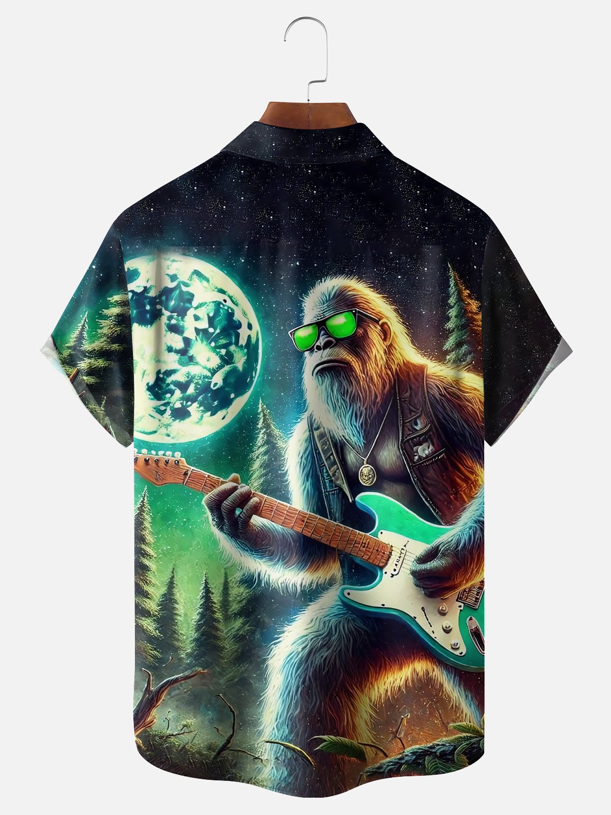 Moisture-wicking Bigfoot Rock Festival Chest Pocket Hawaiian Shirt